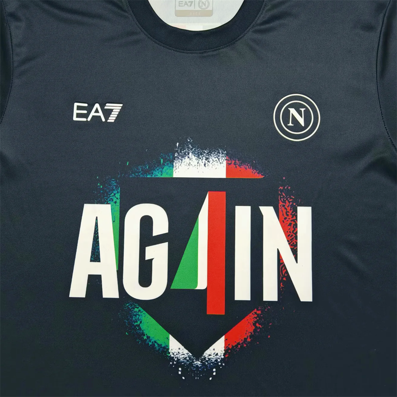 foot-Napoli Four-Time Serie A Champions Commemorative Black T-Shirt With Full Team Squad Back Print