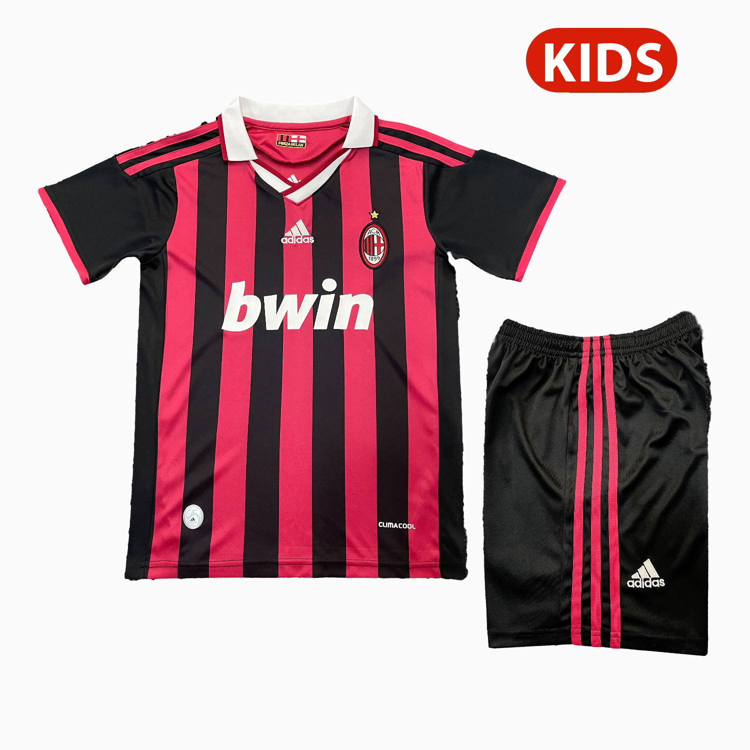 Unitedfootballkit.com | Retro AC Milan 2009-10 Home Red Kids Kit -Customize Name, Number and Patch | Worldwide Shipping