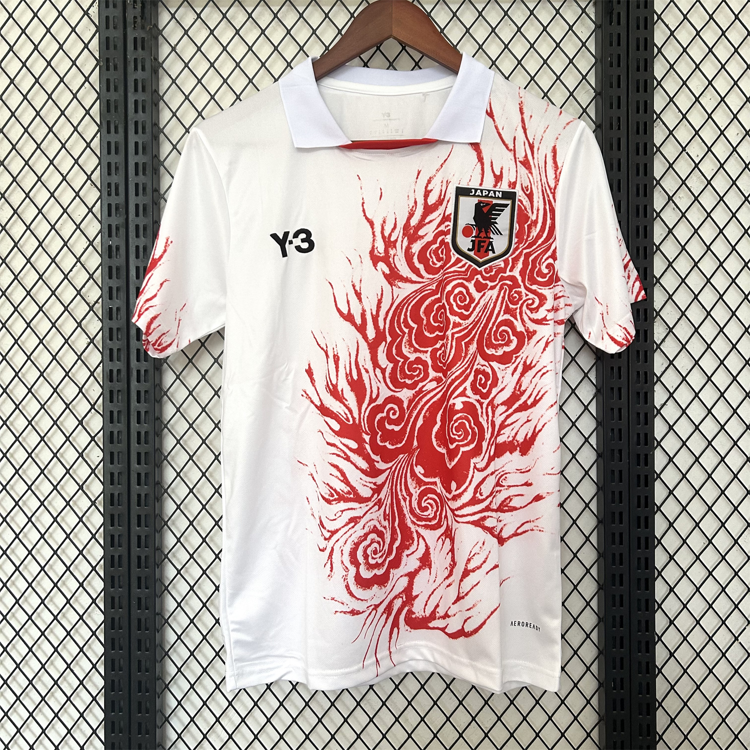 foot-Japan 25-26 Y3 Red Auspicious Cloud Pattern White Jersey - Fans Version
