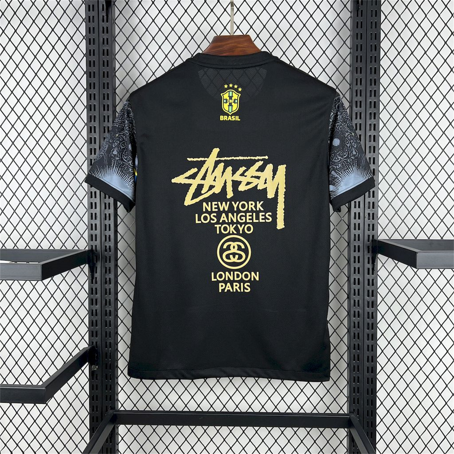 foot-Brazil 2024-25 X STUSSY Black Christ the Redeemer Statue Jersey - Fans Version