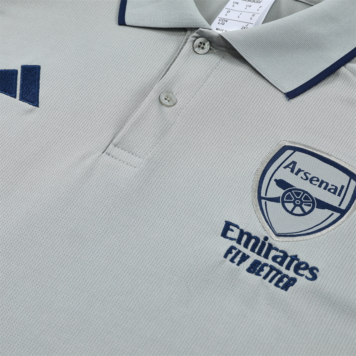 Unitedfootballkit.com | Arsenal 25-26 POLO Short-Sleeve Training Set - Grey Top and Deep Blue Pants -Customize Name, Number and Patch | Worldwide Shipping