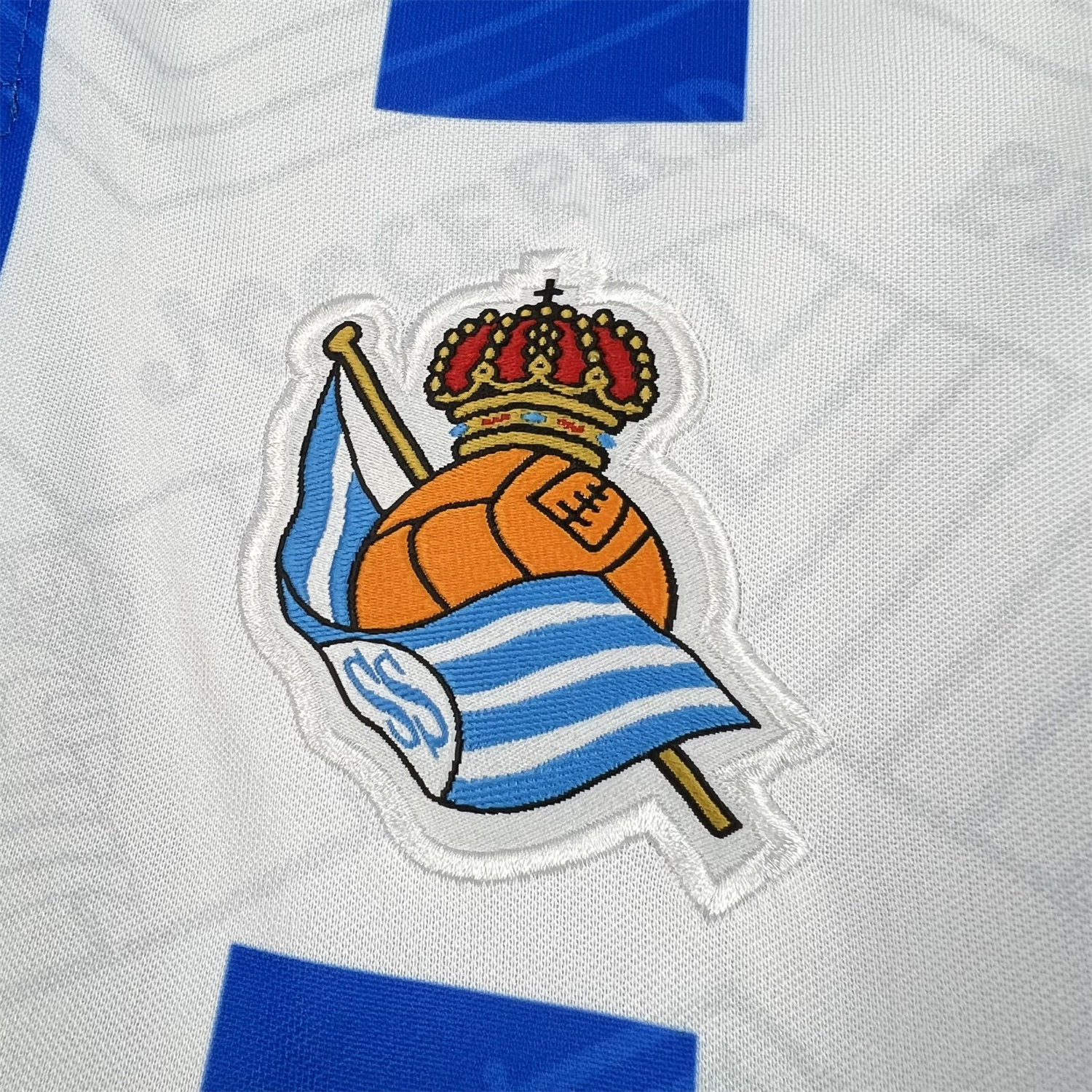 Funinjersey-Real Sociedad 25-26 White With Royal Blue Retro Style Special Jersey - Fans Version