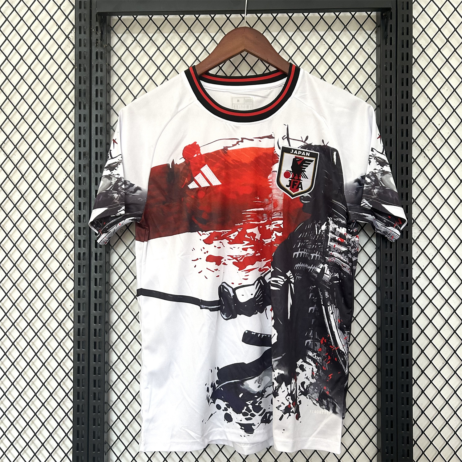 foot-Japan 25-26 Black Samurai Silhouette White Jersey - Fans Version