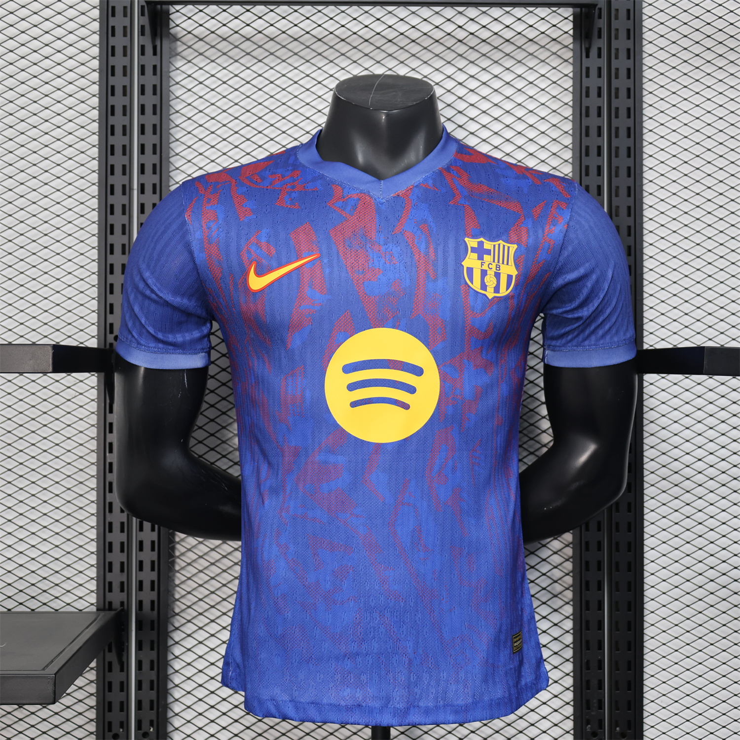 foot-Barcelona 25-26 Blue Gradient and Red Shaped Pattern Pattern Jersey - Player Version