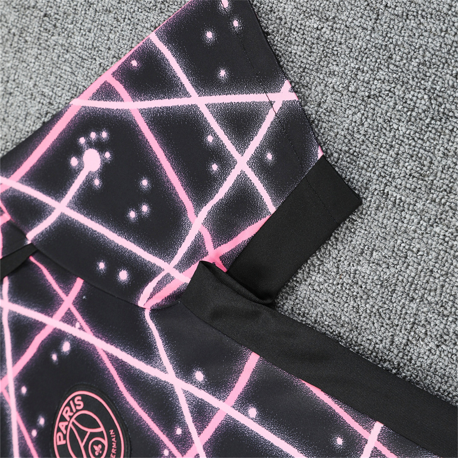 foot-Paris Saint-Germain PSG 25-26 Short-Sleeve Training Set - Pink Fluorescent Rays Black Top & Black Shorts
