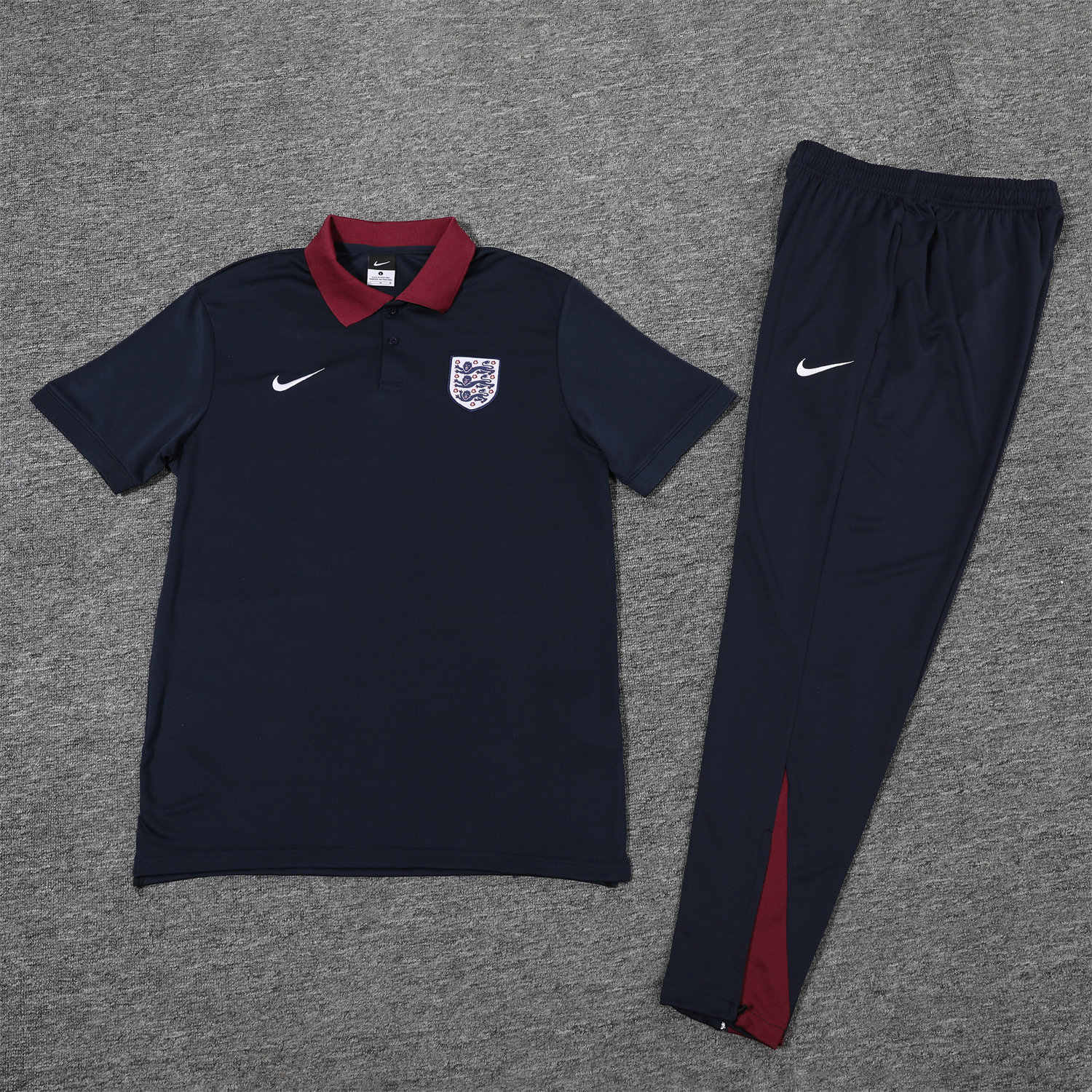 foot-England 25-26 POLO Short-Sleeve Training Set - Deep Blue Top and Pants