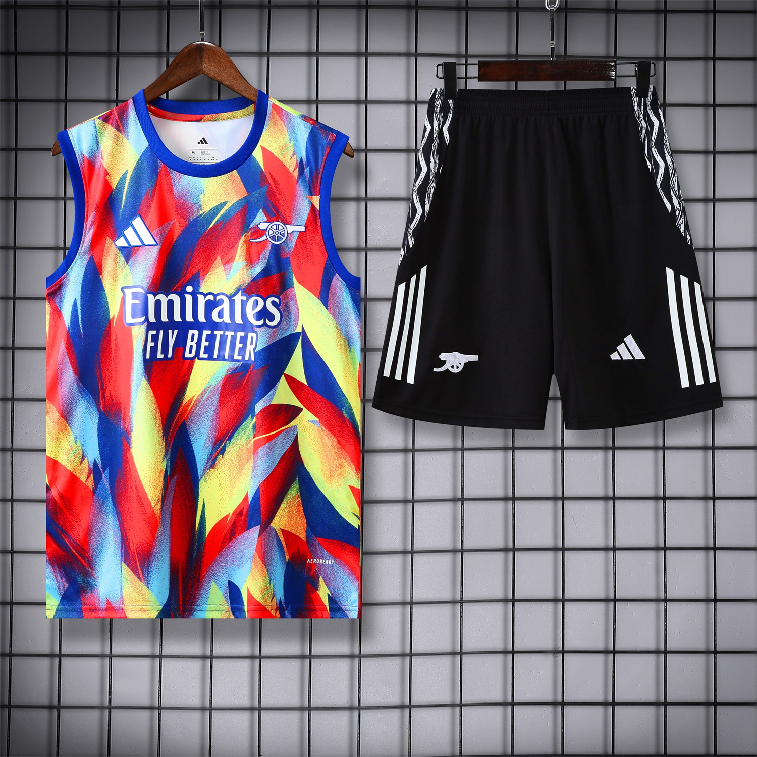 foot-Arsenal 25-26 Vest Training Set - Colorful Festival Vest and Black Shorts