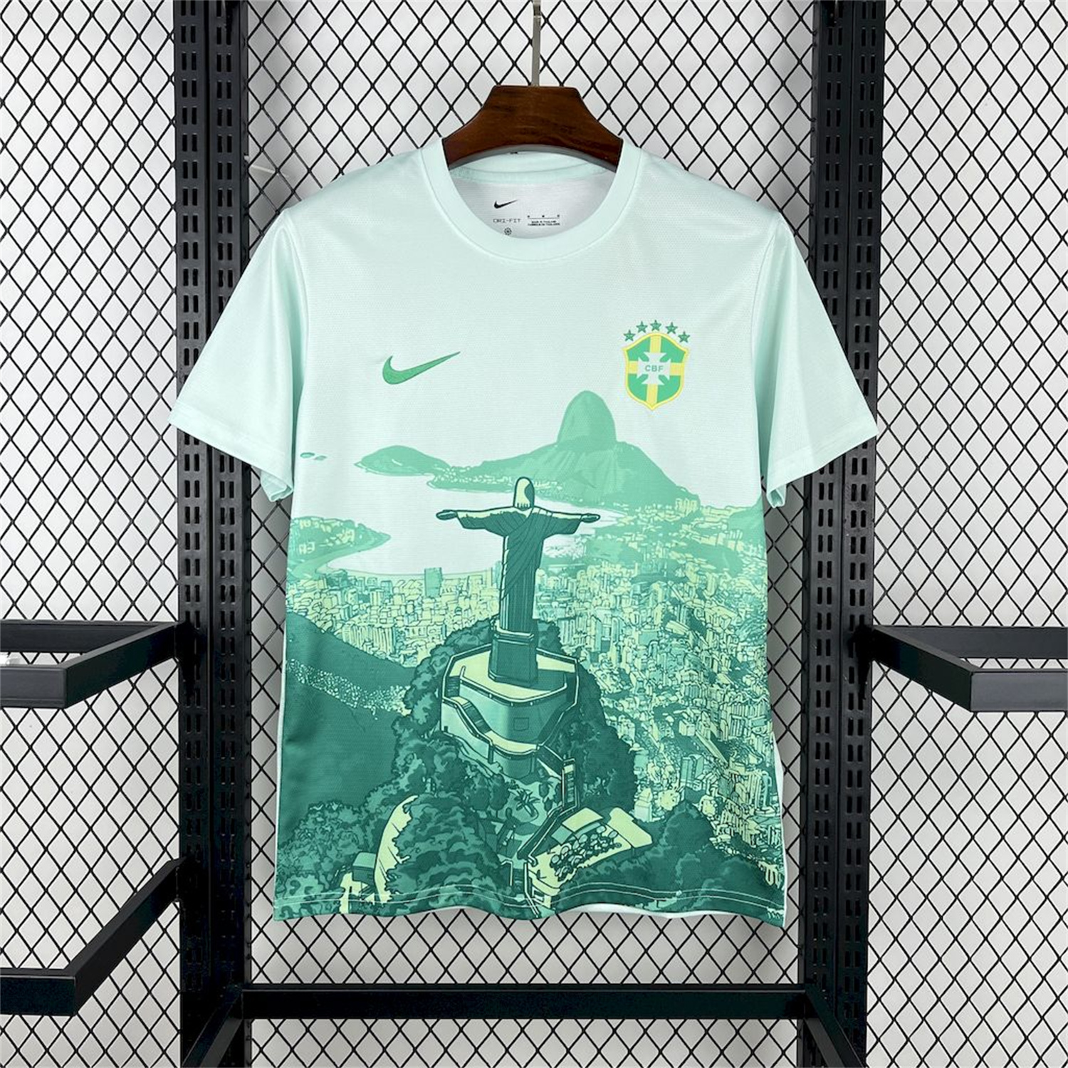 foot-Brazil 25-26 Light Green Jesus Statue Special Jersey - Fans Version