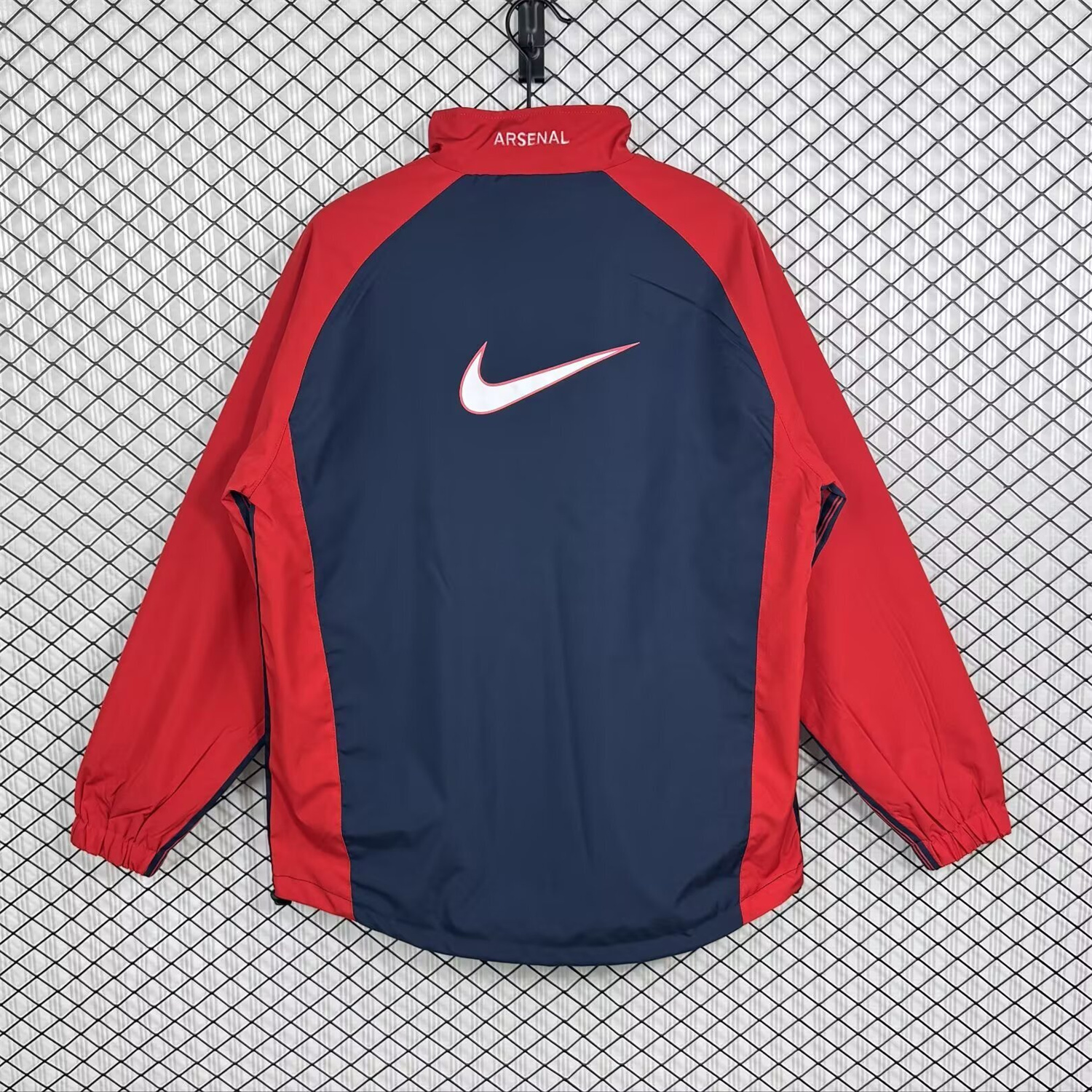 Unitedfootballkit.com | Retro Arsenal 1998-99 Home Windbreaker Jacket - Red And Dark Grey -Customize Name, Number and Patch | Worldwide Shipping