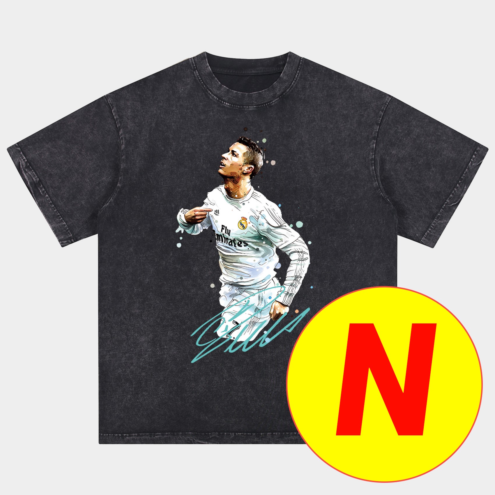 foot-Cristiano Ronaldo Portugal Real Madrid Manchester United Oversized Washed T-Shirt