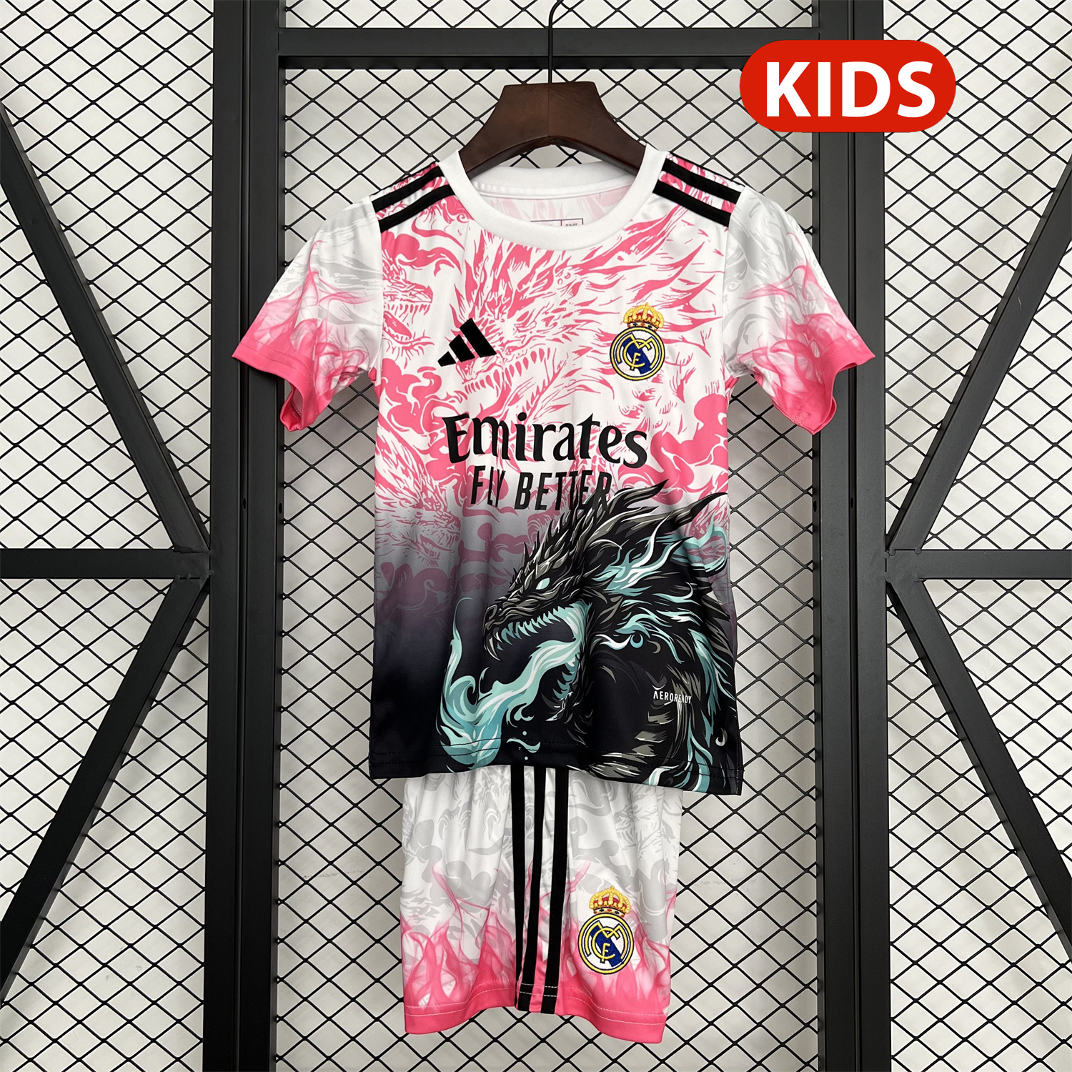 foot-Real Madrid 25-26 Dragon Pink And Black Special Kids Kit