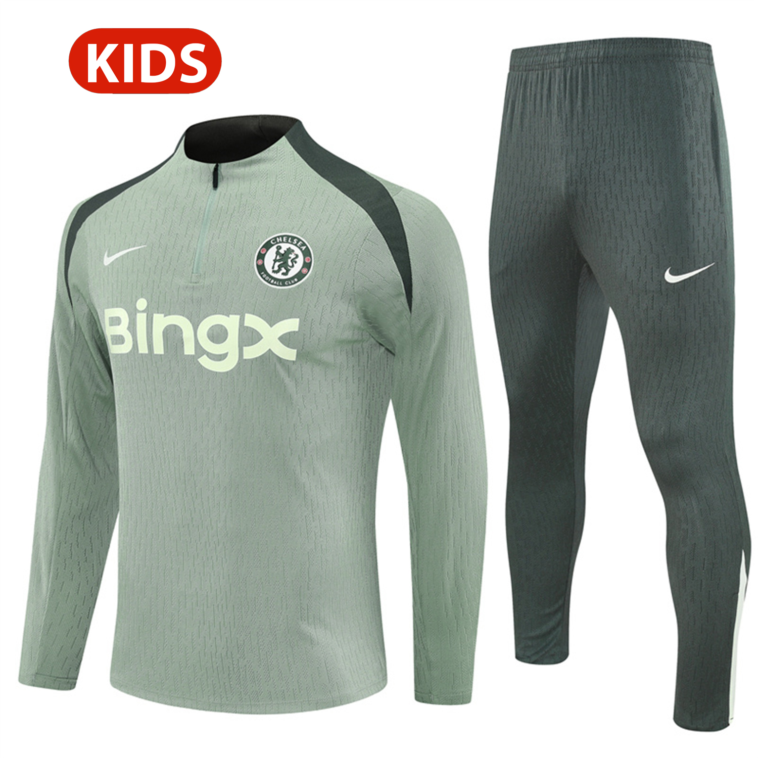 foot-C.H.E.L.S.E.A 25-26 Kids Long Sleeve Training Set - Player Version - Light Green Top and Pants
