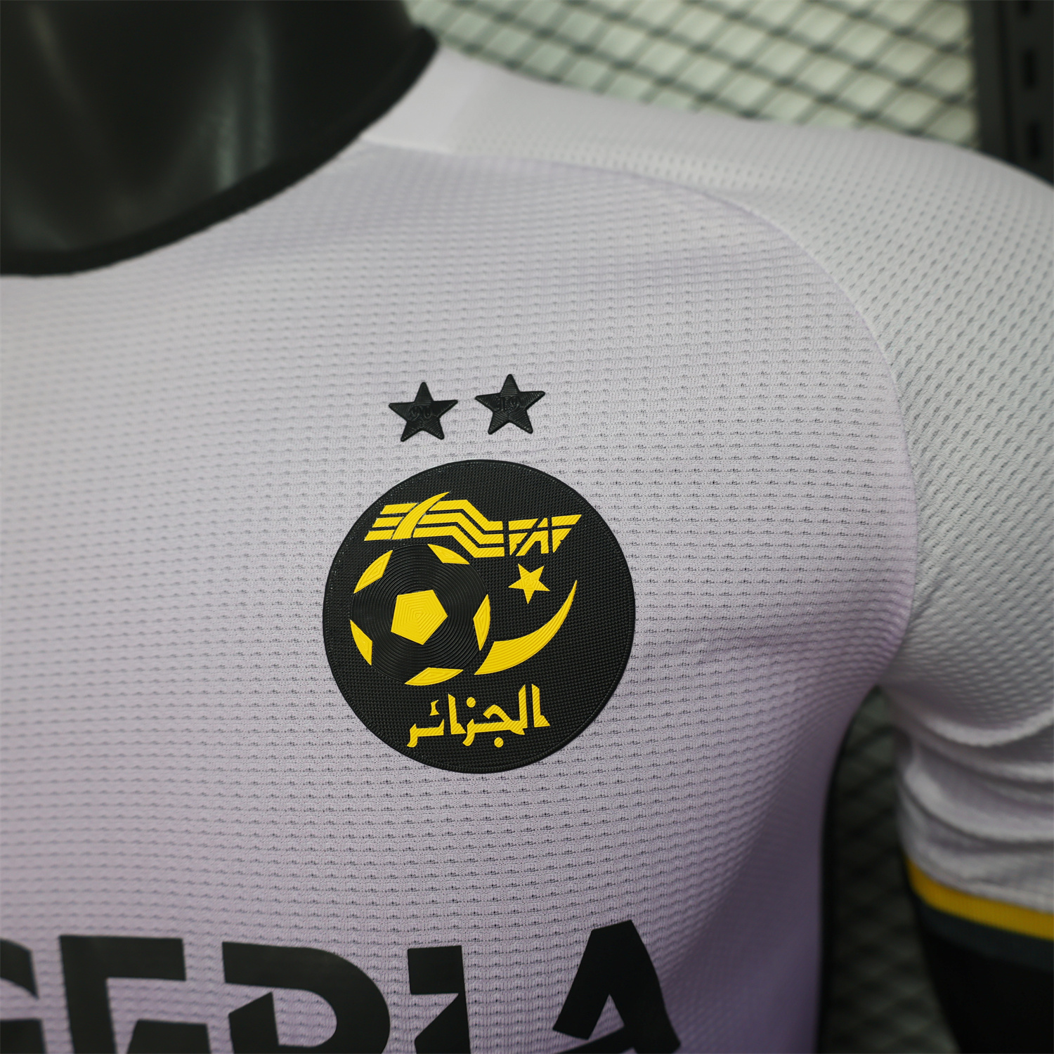 unitedfutballjersey-Algeria 25-26 White-purple Gradient Jersey with Black Chest Text - Player Version
