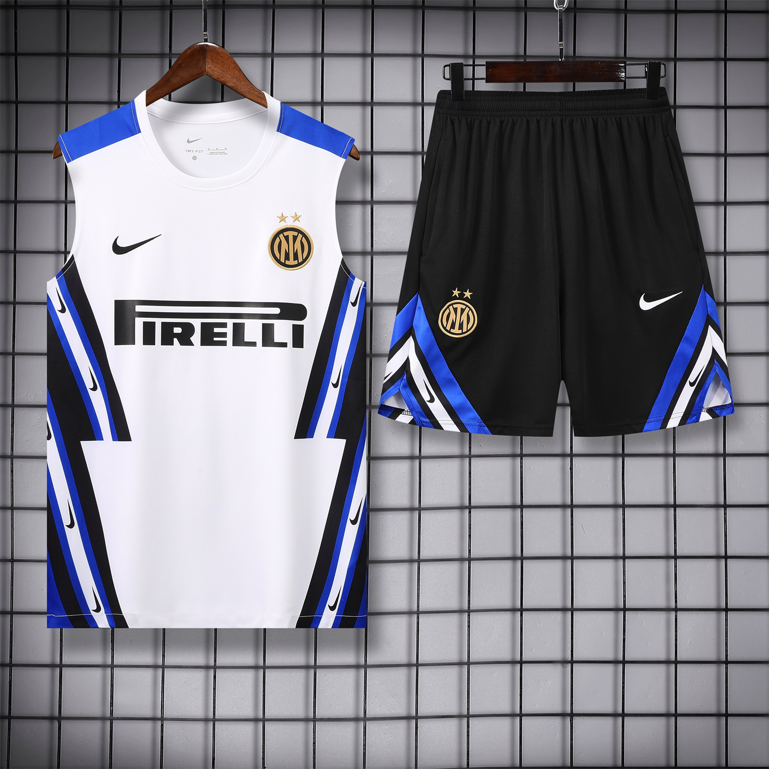 foot-Inter Milan 25-26 Vest Training Set - White Vest & Black Shorts