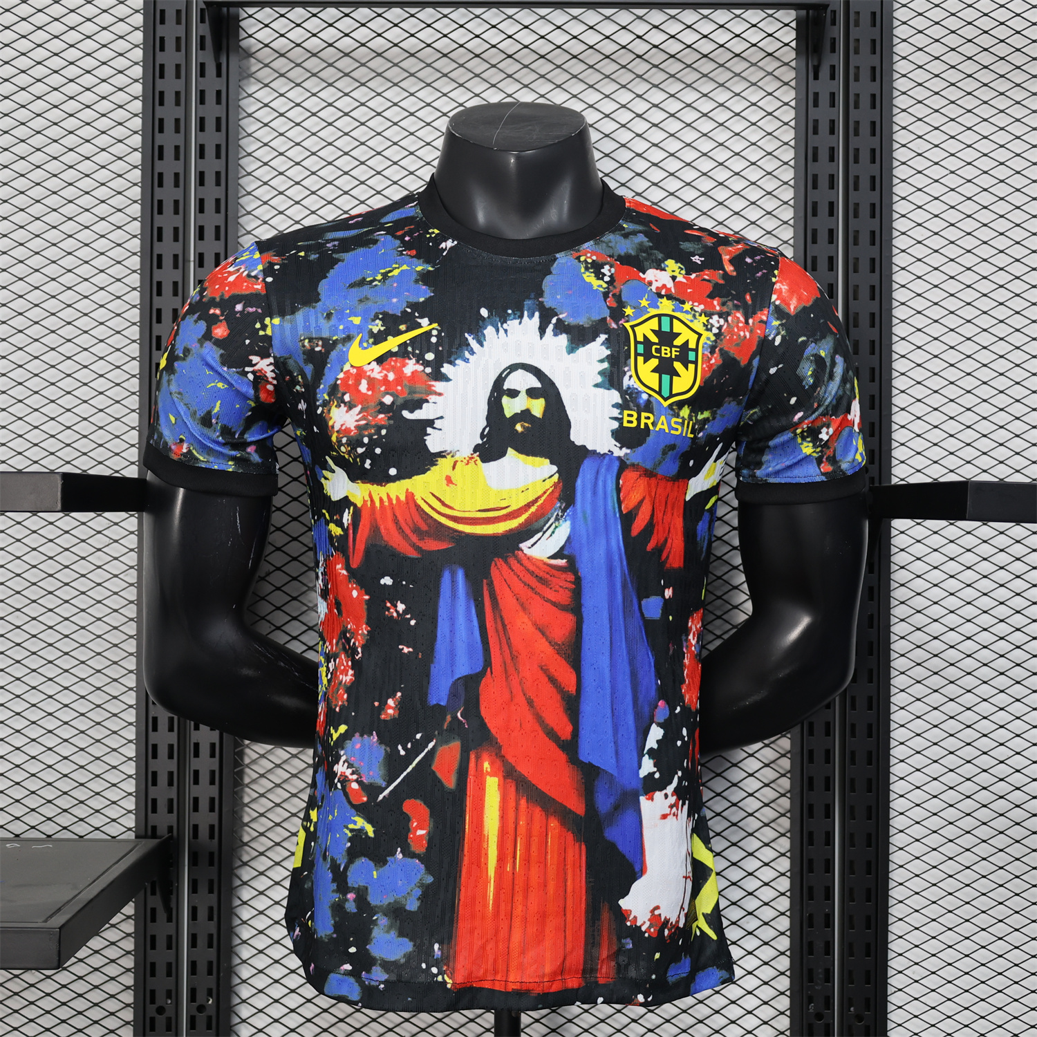 foot-Brazil 25-26 Colorful Jesus Statue Special Colorful Graffiti Jersey - Player Version