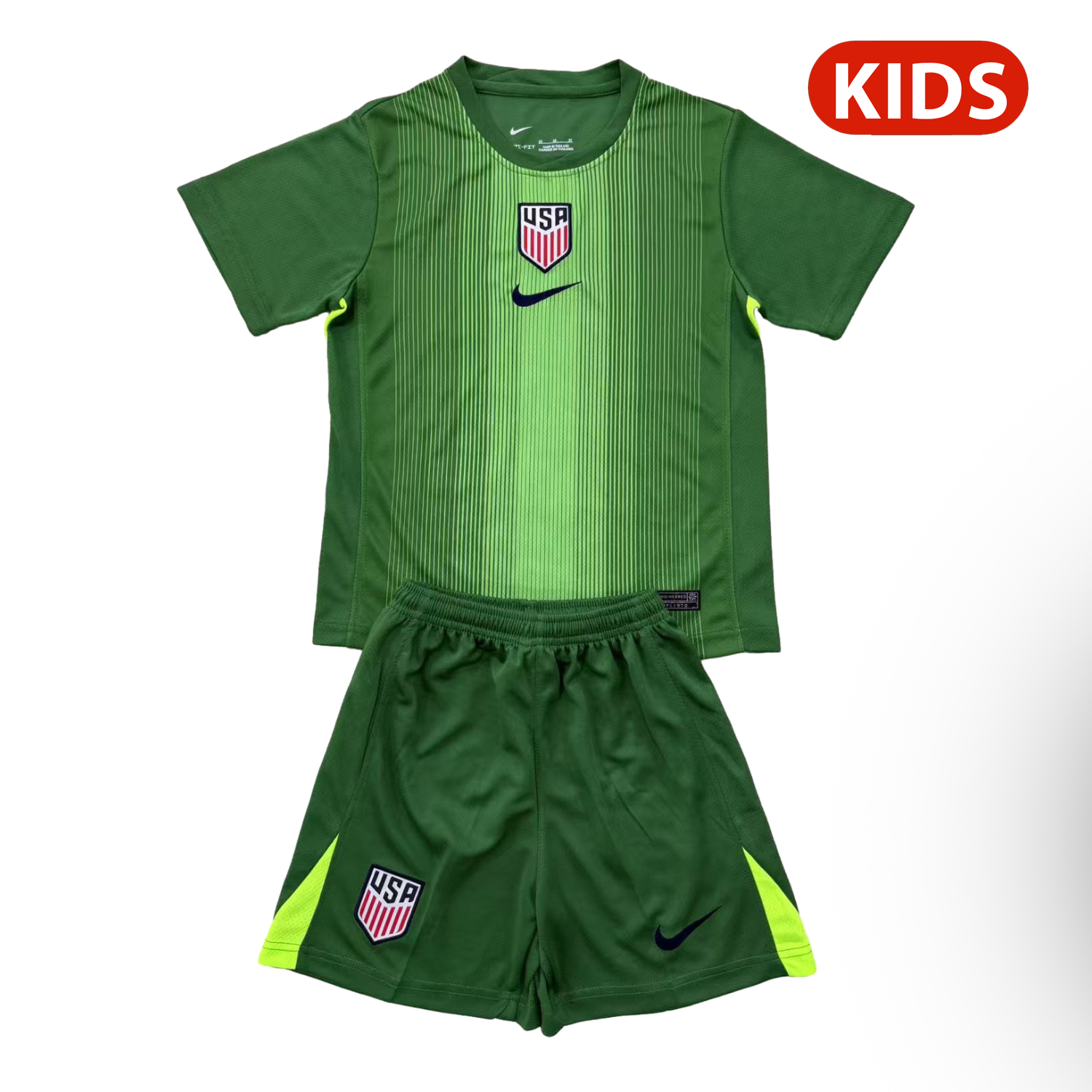 foot-United States USA 25-26 Green Goalkeeper Kids Kit