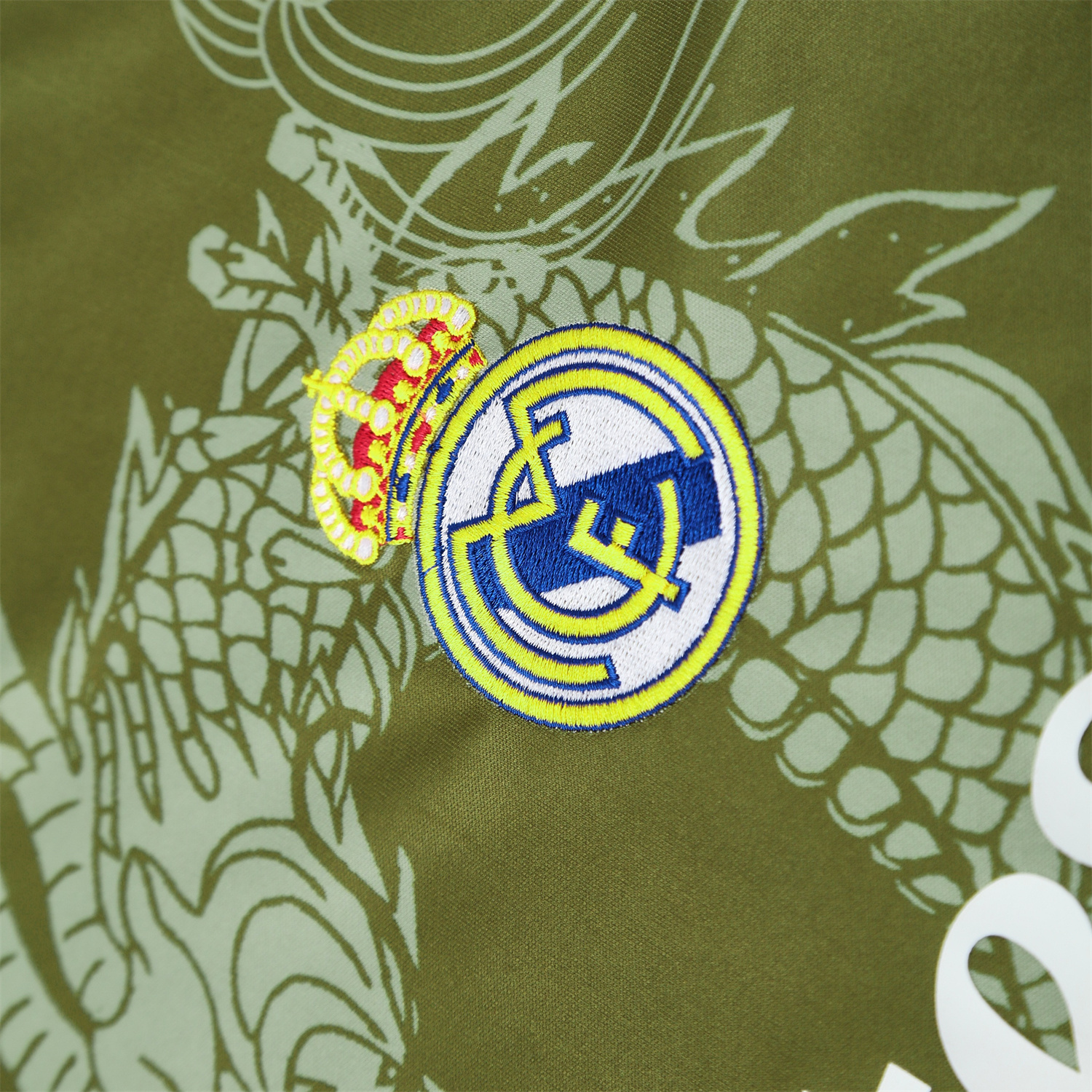 foot-Real Madrid 25-26 Short-Sleeve Training Set - Green-Black Dragon Top & Black-White Shorts