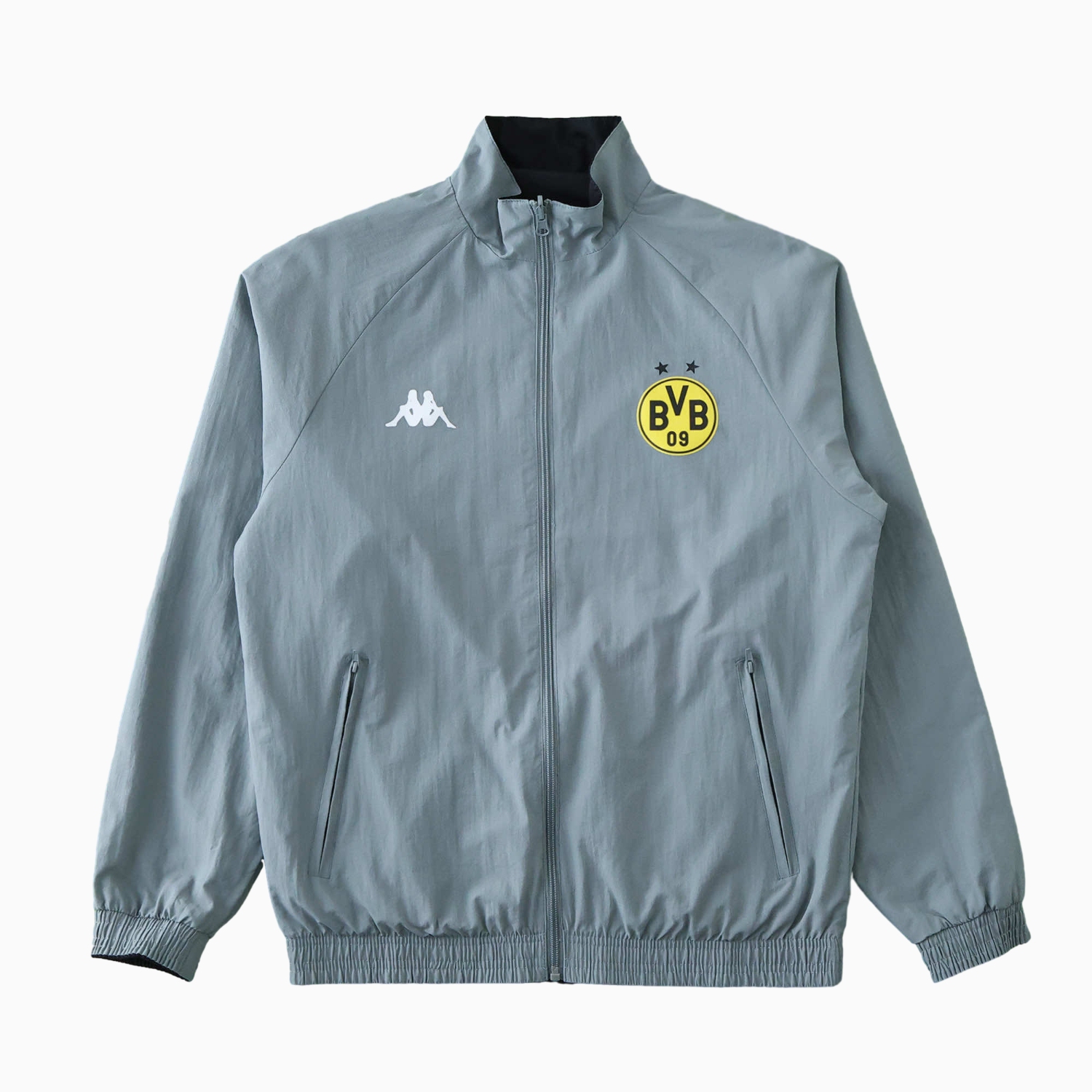 foot-Borussia Dortmund 24-25 Retro Style Double Sided Reversible Windbreaker - Black & Grey