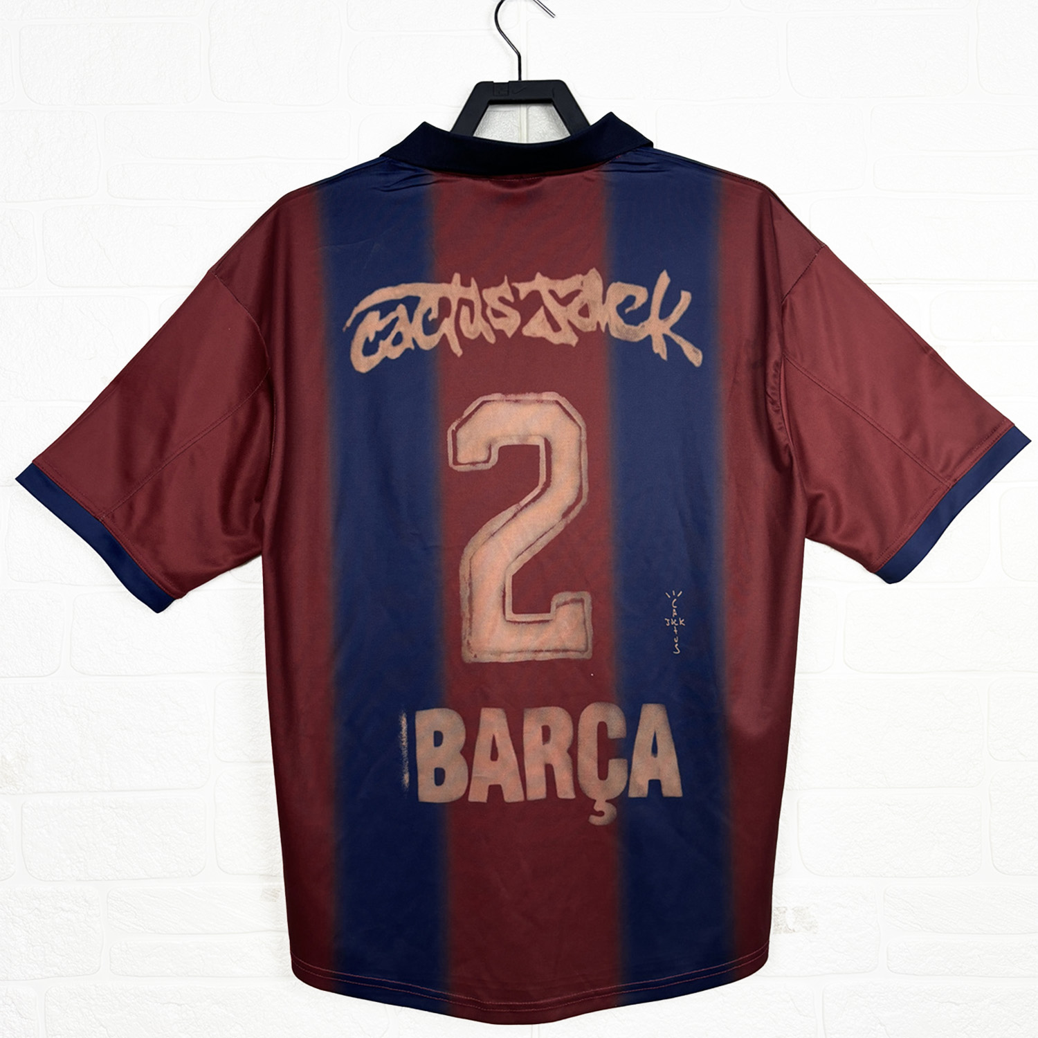 foot-Barcelona x Travis Scott 2000-01 Home Retro Style Skeleton Jersey With Back Printing - Fans Version