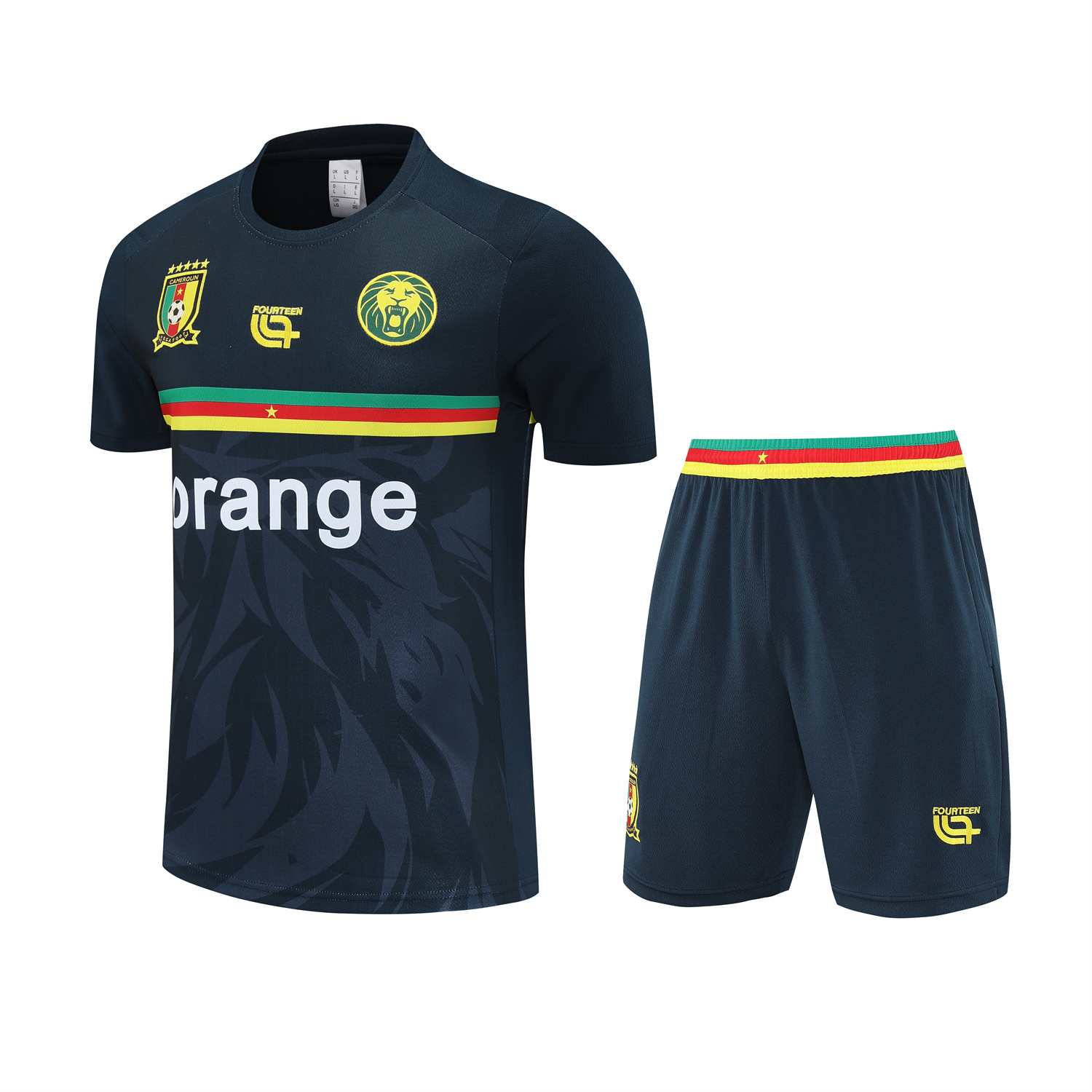 foot-Cameroon 25-26 Short-Sleeve Training Set - Deep Blue Top and Shorts