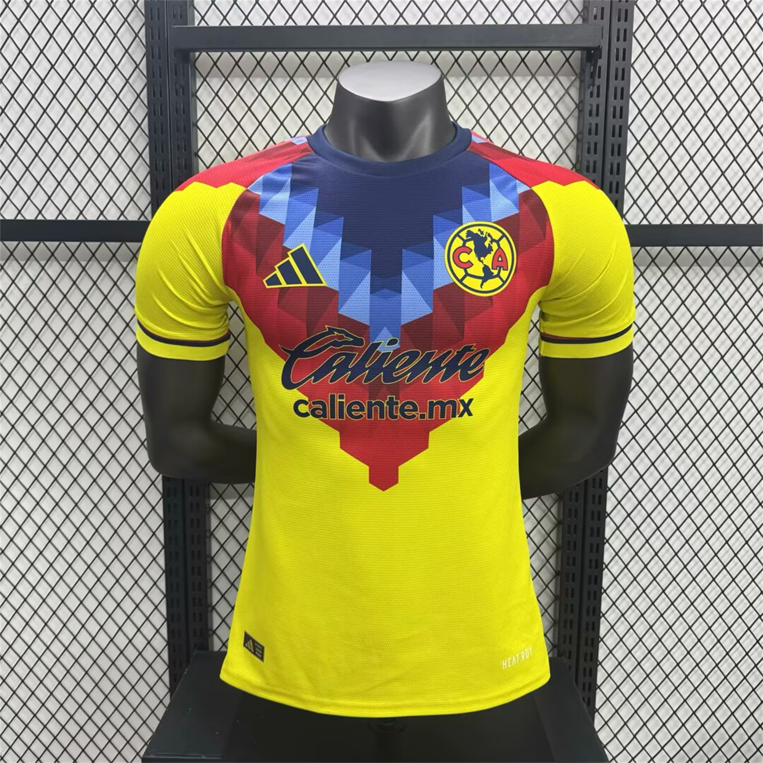 foot-Club América 25-26 Blue and Red V-Shaped Camouflage Yellow Jersey - Player Version