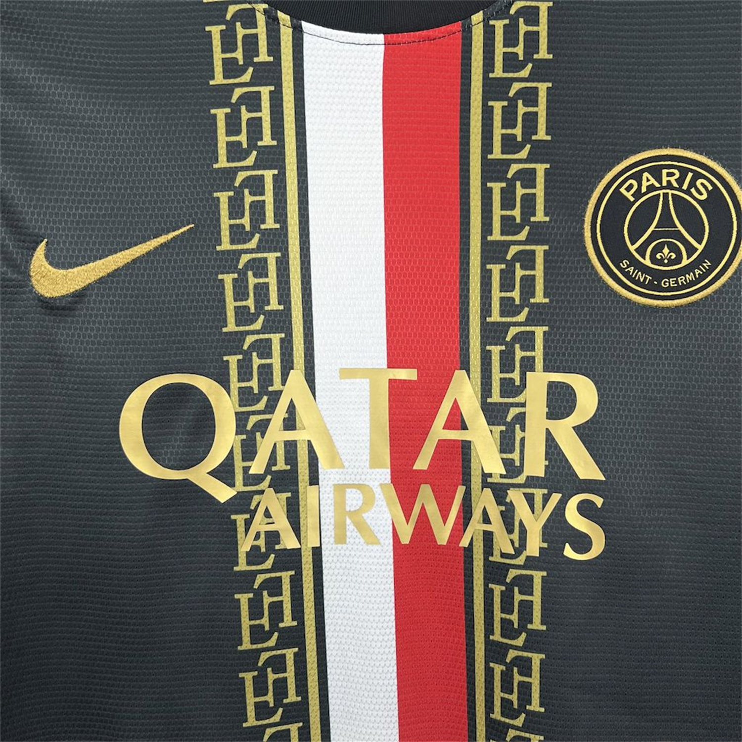 foot-Paris Saint-Germain PSG 25-26 Red White Stripes Black Jersey - Fans Version