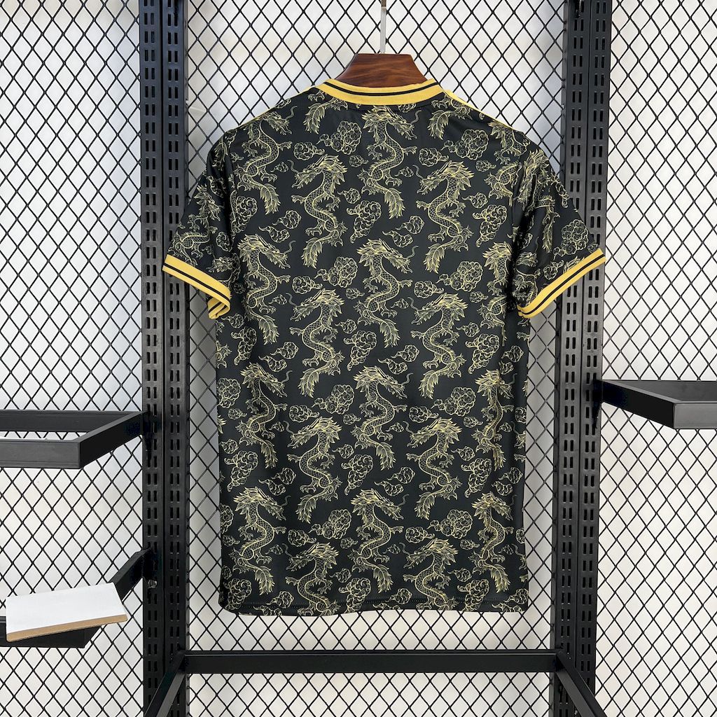 foot-Real Madrid 25-26 Golden Chinese Dragon Pattern Black Jersey - Fans Version