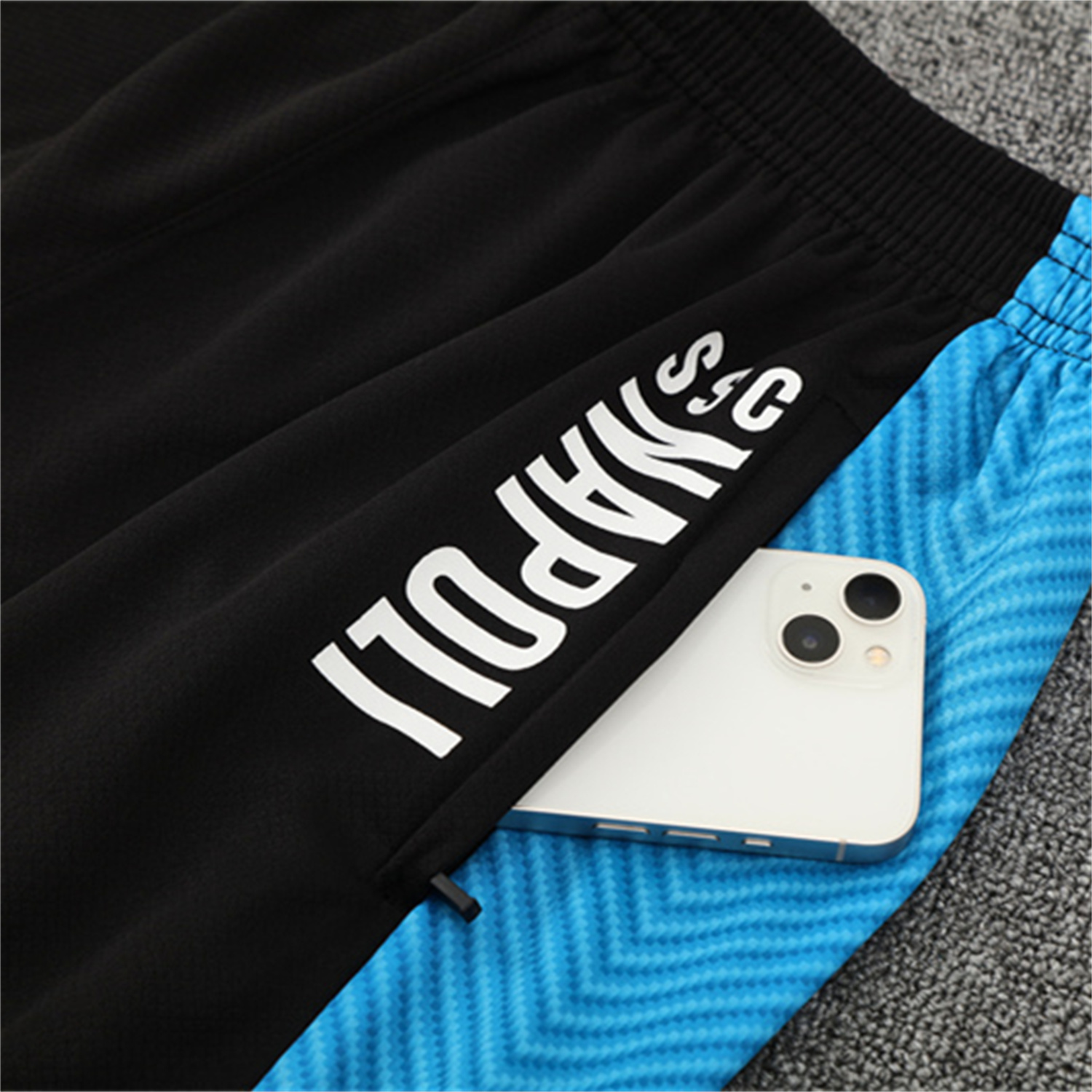 foot-Napoli 25-26 Short-Sleeve Training Set - Gray Mecha Top & Black Shorts