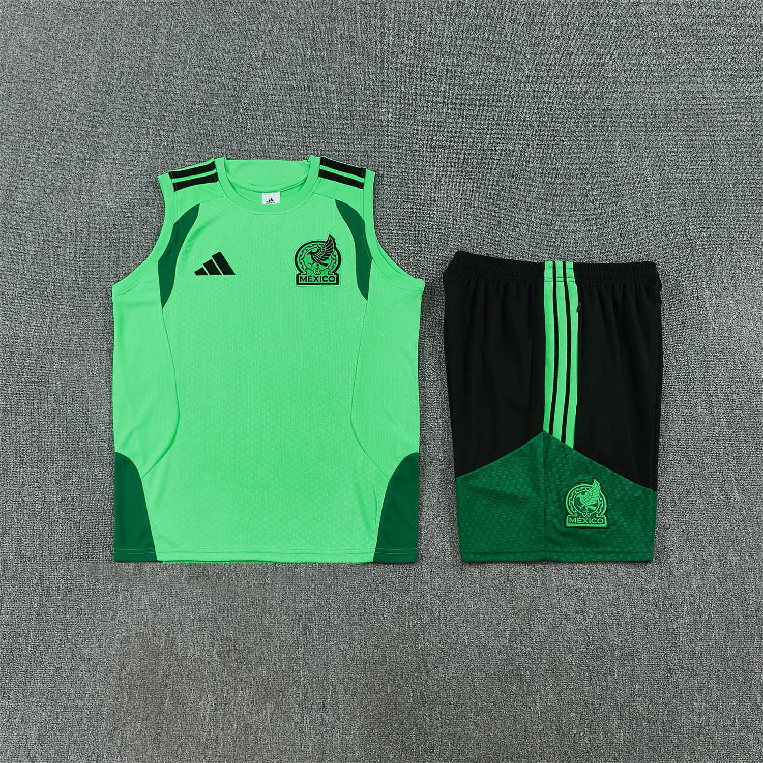 Unitedfootballkit.com | Mexico 2026 Vest Training Set - Green Vest and Black Shorts -Customize Name, Number and Patch | Worldwide Shipping