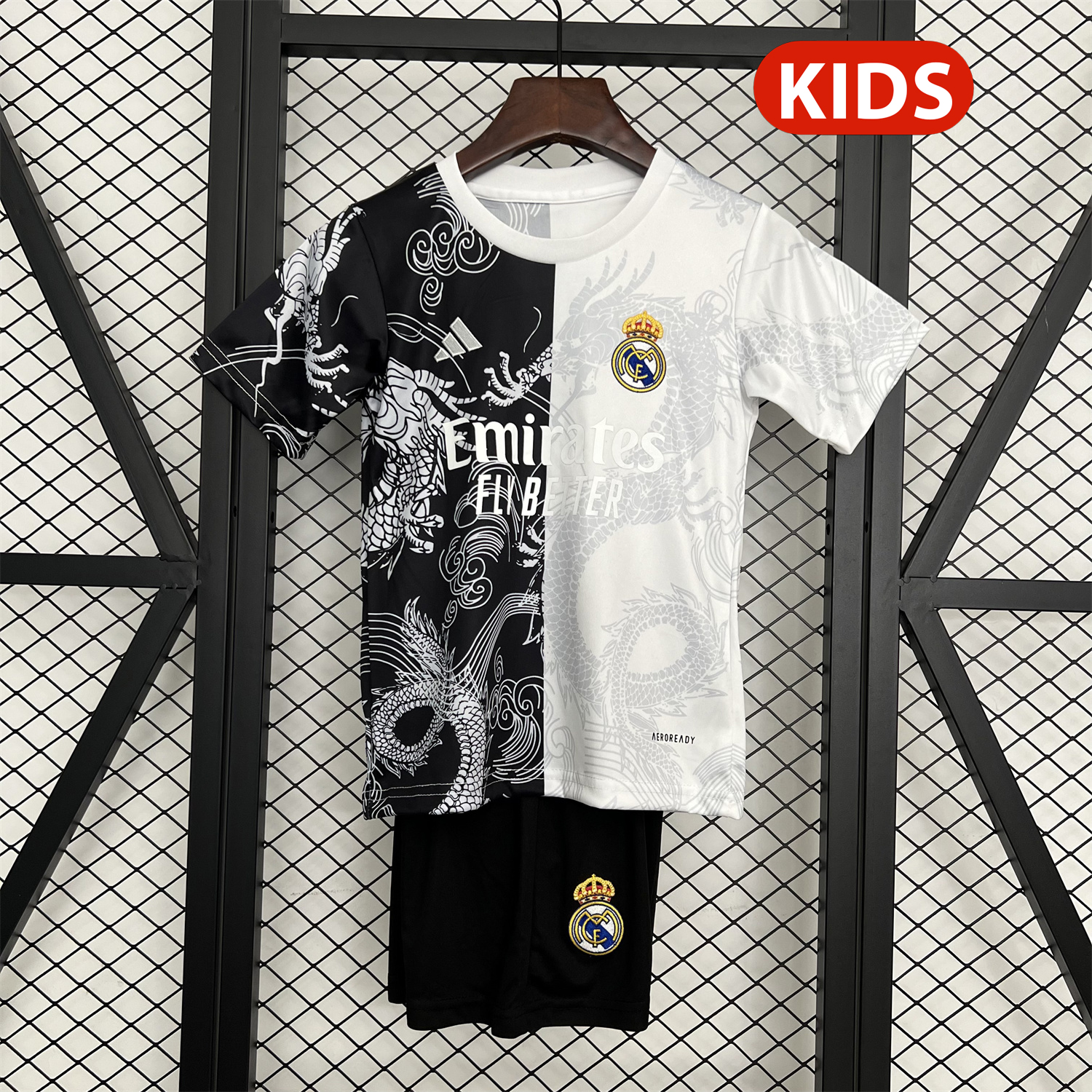 foot-Real Madrid 25-26 Dragon White And Black Special Kids Kit