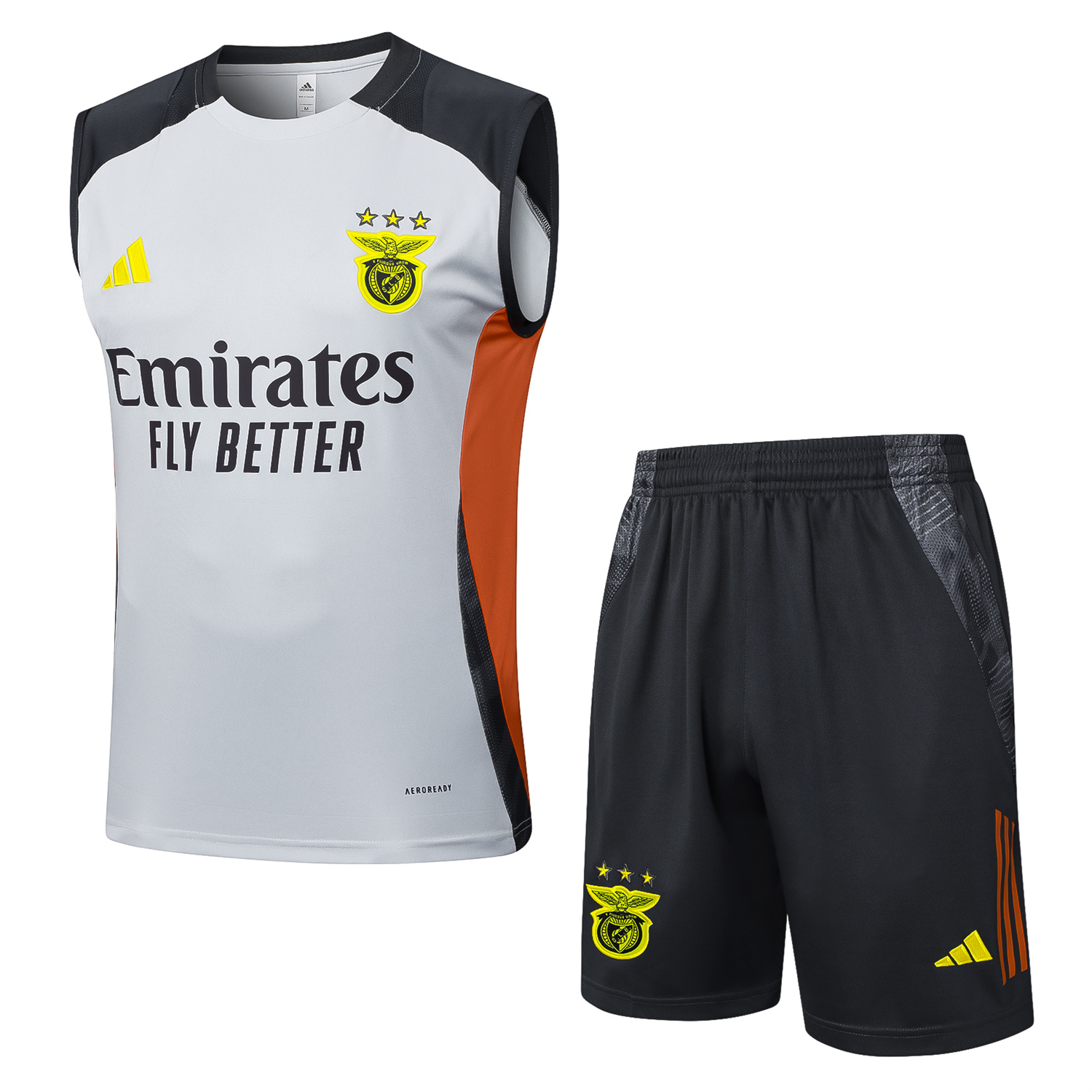 foot-Benfica 25-26 Vest Training Set - Grey Vest and Deep Grey Shorts