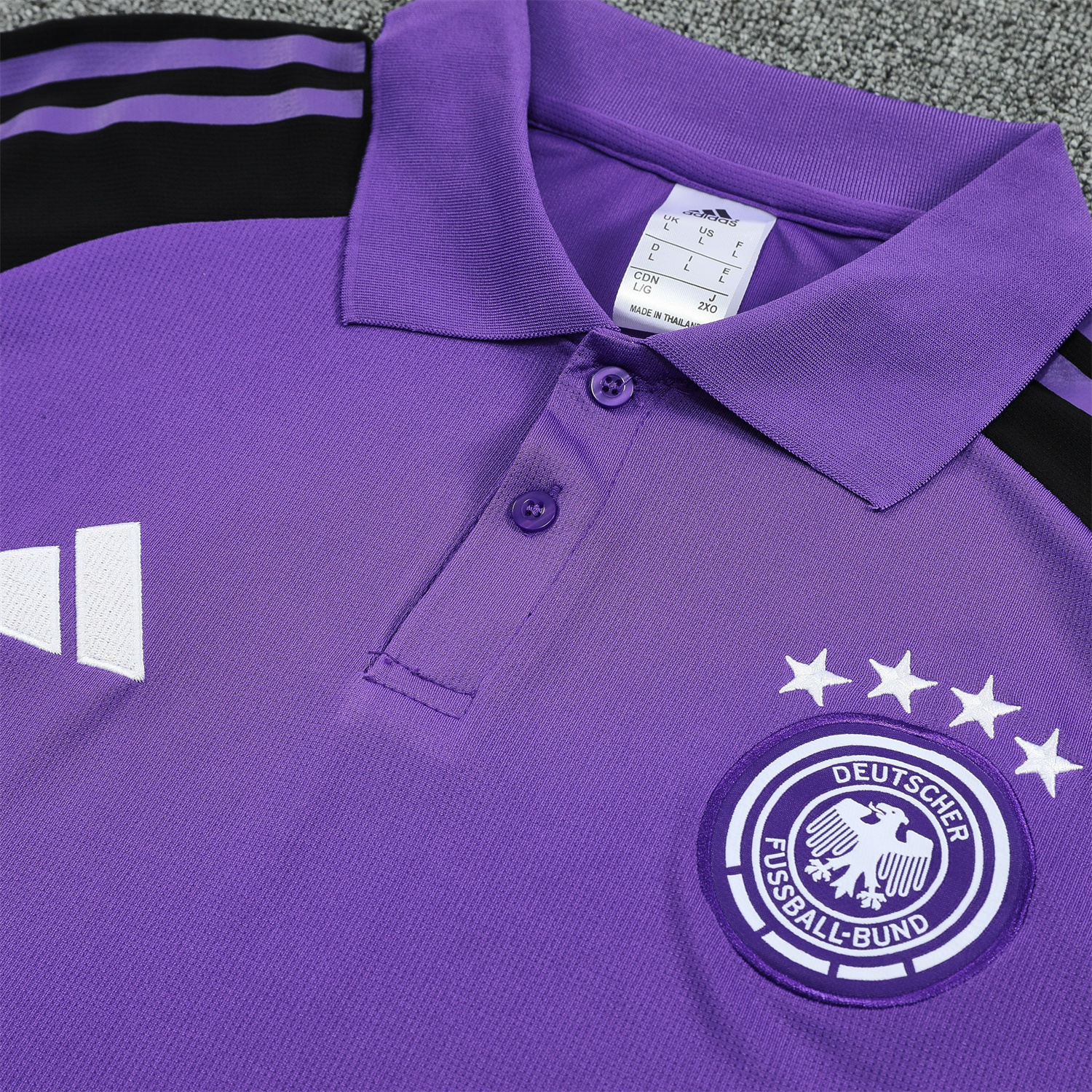 foot-Germany 25-26 POLO Short-Sleeve Training Set - Purple Top Black Pants