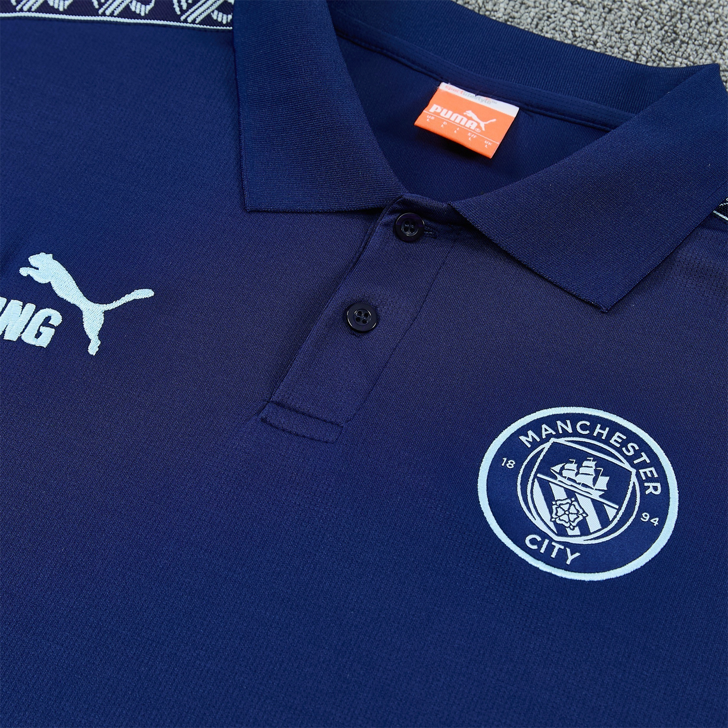 SIUjerseys-Manchester City 25-26 POLO Short-Sleeve Training Set - Dark Blue Top and Pants