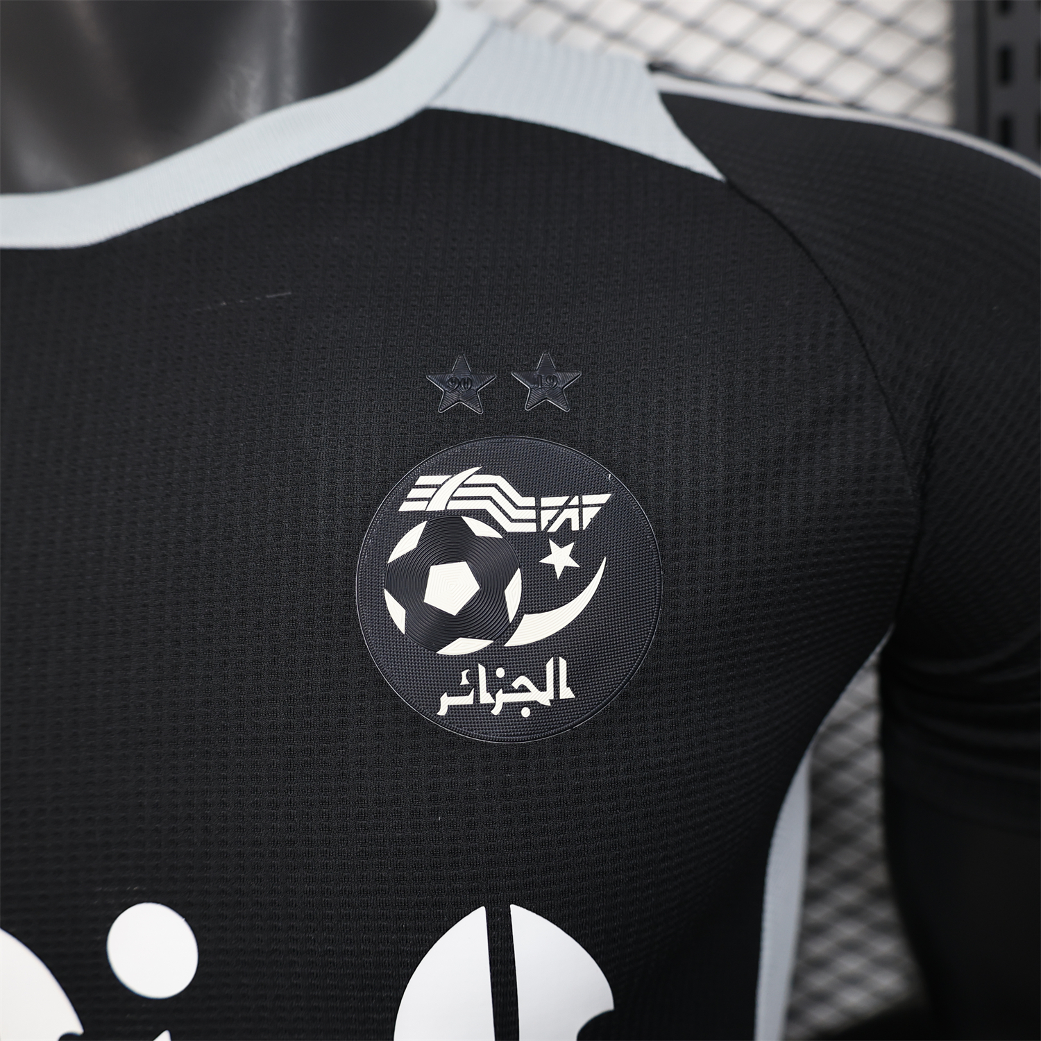 foot-Algeria 25-26 Pure Black with White Chest Text Jersey - Player Version