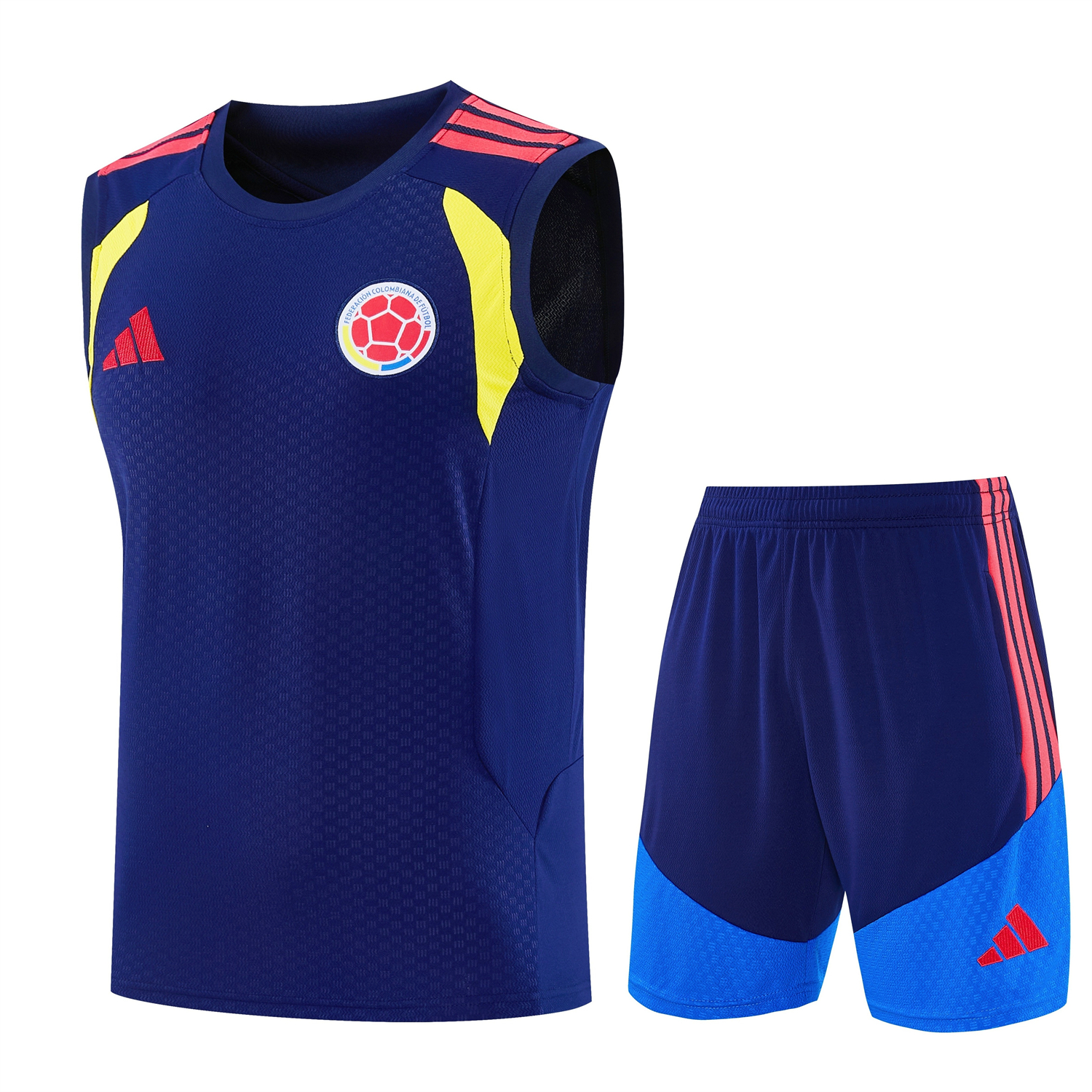 Unitedfootballkit.com | Colombia 2026 Vest Training Set - Dark Blue Vest and Shorts -Customize Name, Number and Patch | Worldwide Shipping