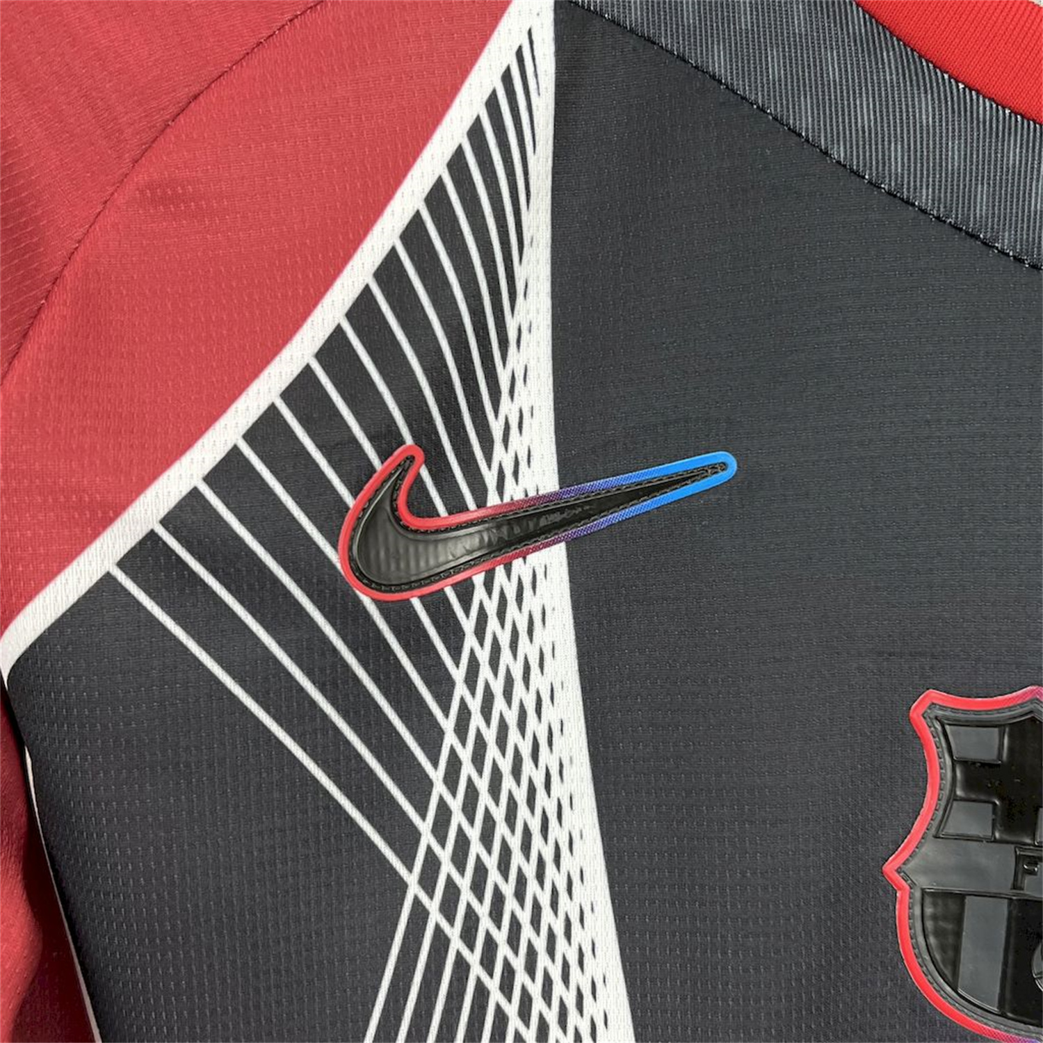 foot-Barcelona 25-26 T90 Red Black Gradient and White Lines Special Jersey - Fans Version