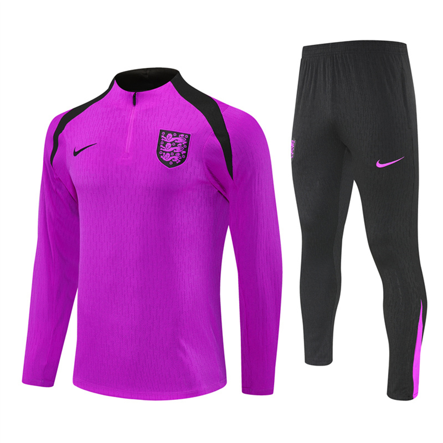 foot-England 25-26 Long Sleeve Training Set - Player Version - Purple Top and Black Pants