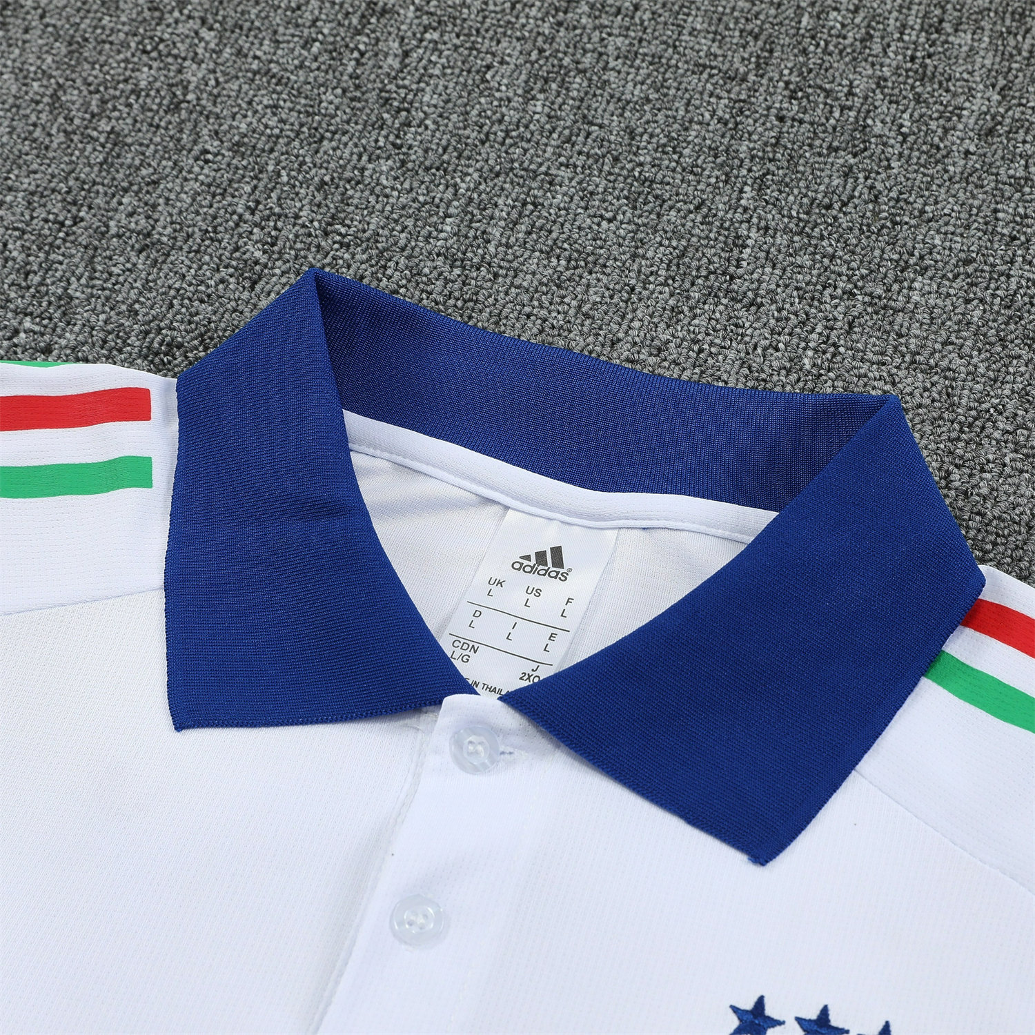 foot-Italy 25-26 POLO Short-Sleeve Training Set - White Top and Deep Blue Pants