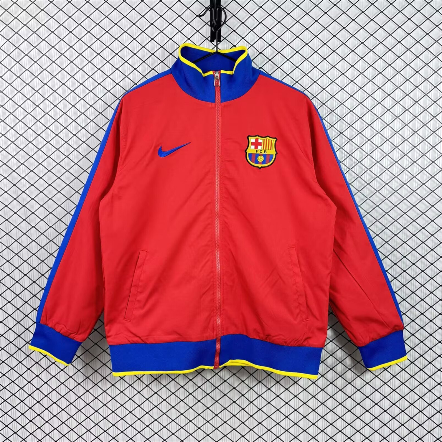 Unitedfootballkit.com | Retro Barcelona 2010-11 Windbreaker Jacket - Red -Customize Name, Number and Patch | Worldwide Shipping