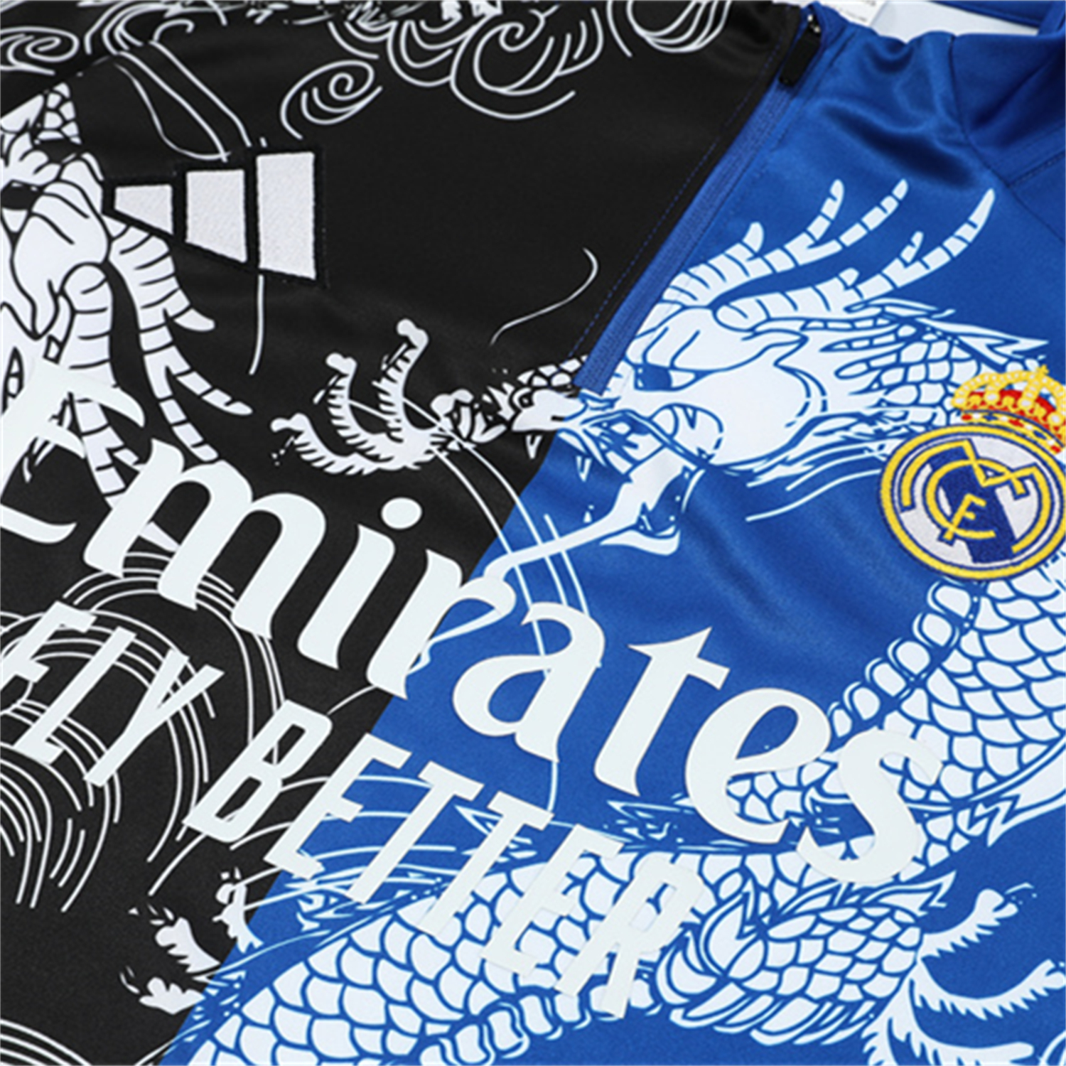 foot-Real Madrid 25-26 Kids Long Sleeve Training Set - White Loong Black Blue Top and Black Pants