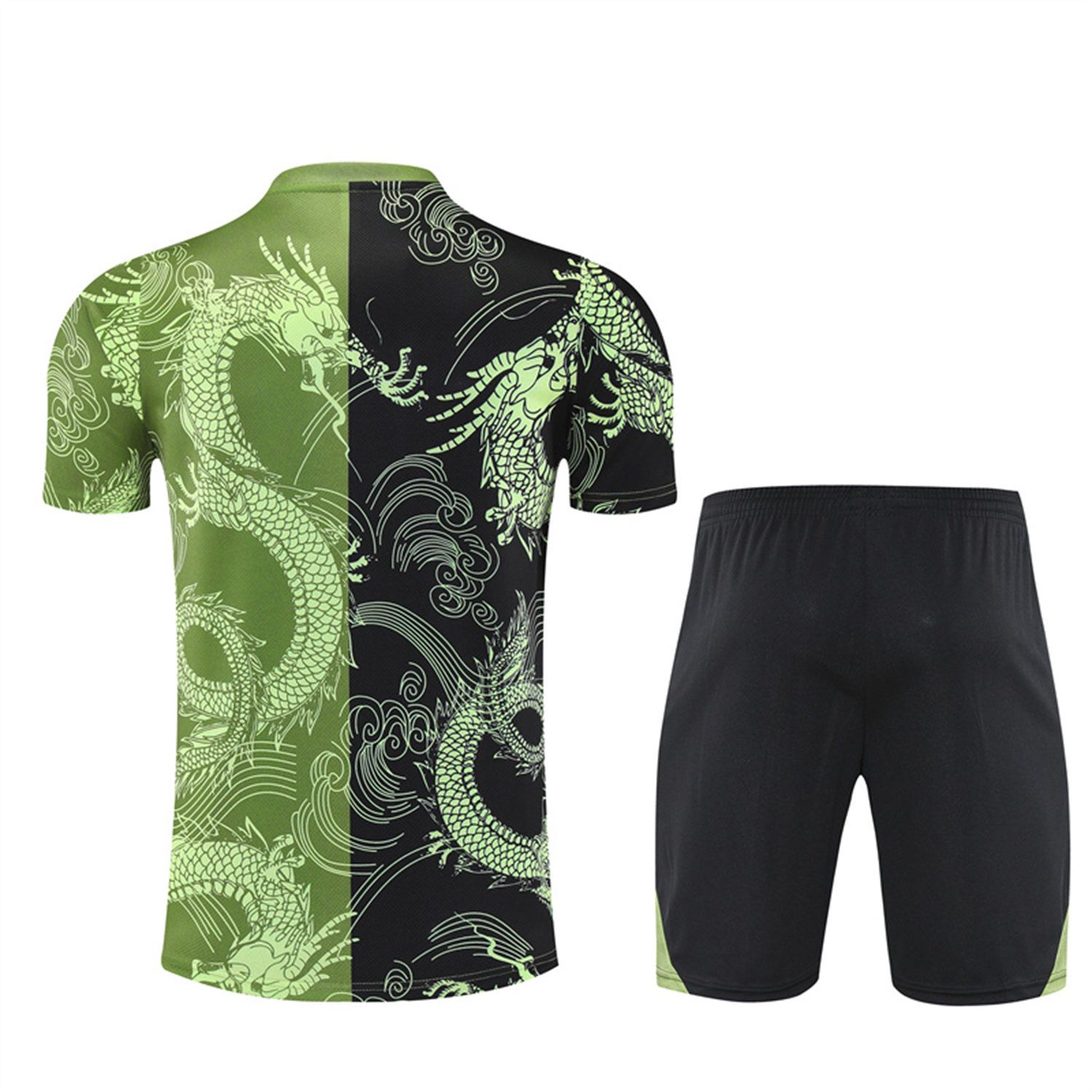 foot-Real Madrid 25-26 Short-Sleeve Training Set - Green Black Top & Black Shorts