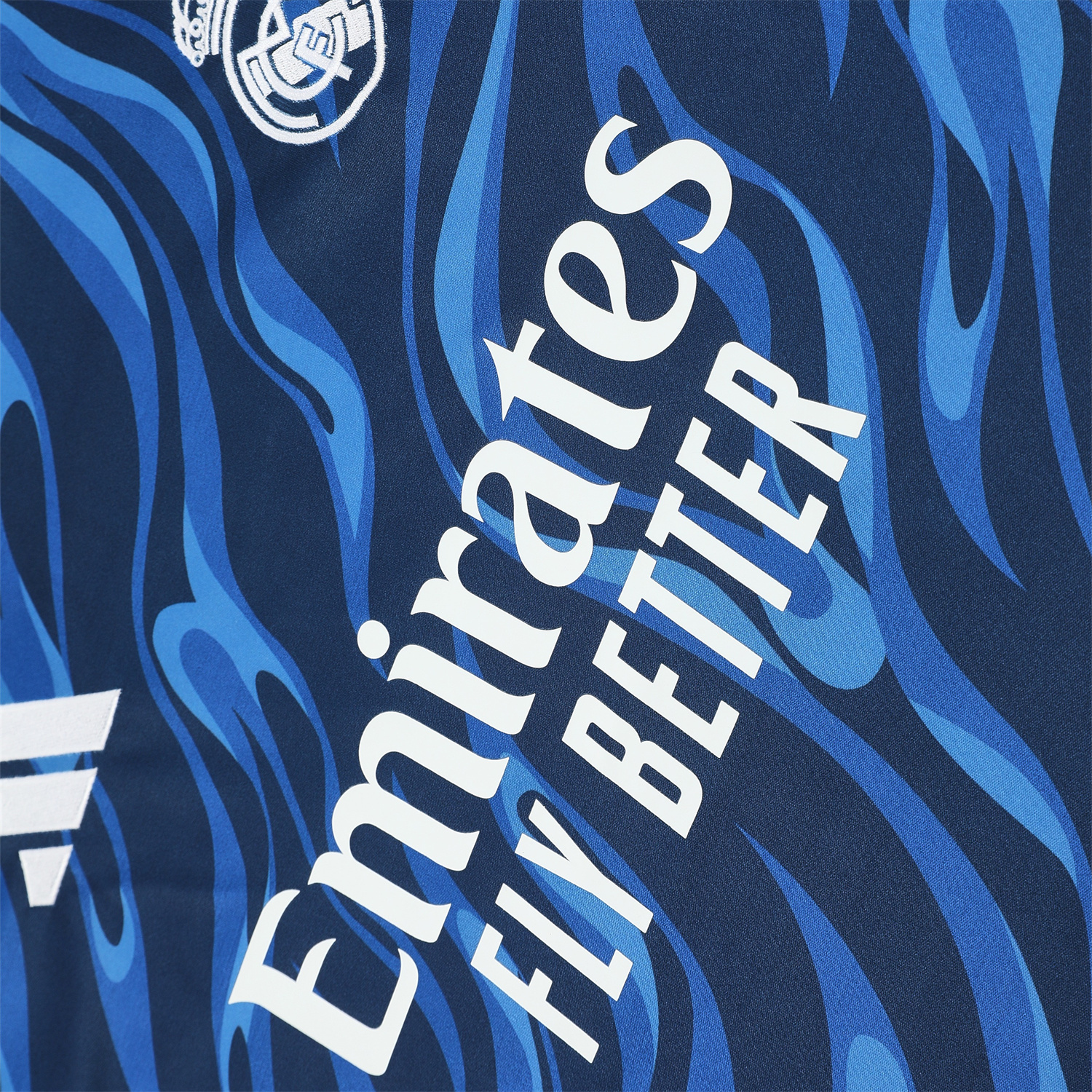 foot-Real Madrid 25-26 Short-Sleeve Training Set - Blue Water Pattern Top & Deep Blue Shorts