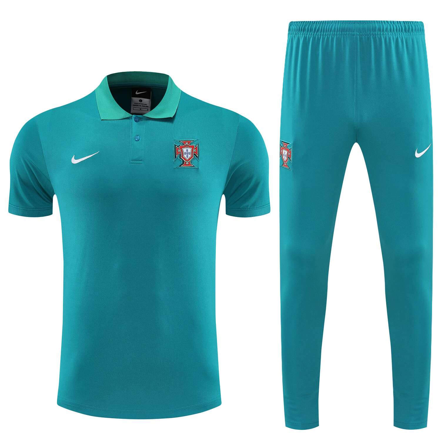 foot-Portugal 25-26 POLO Short-Sleeve Training Set - Blue Green Top and Pants