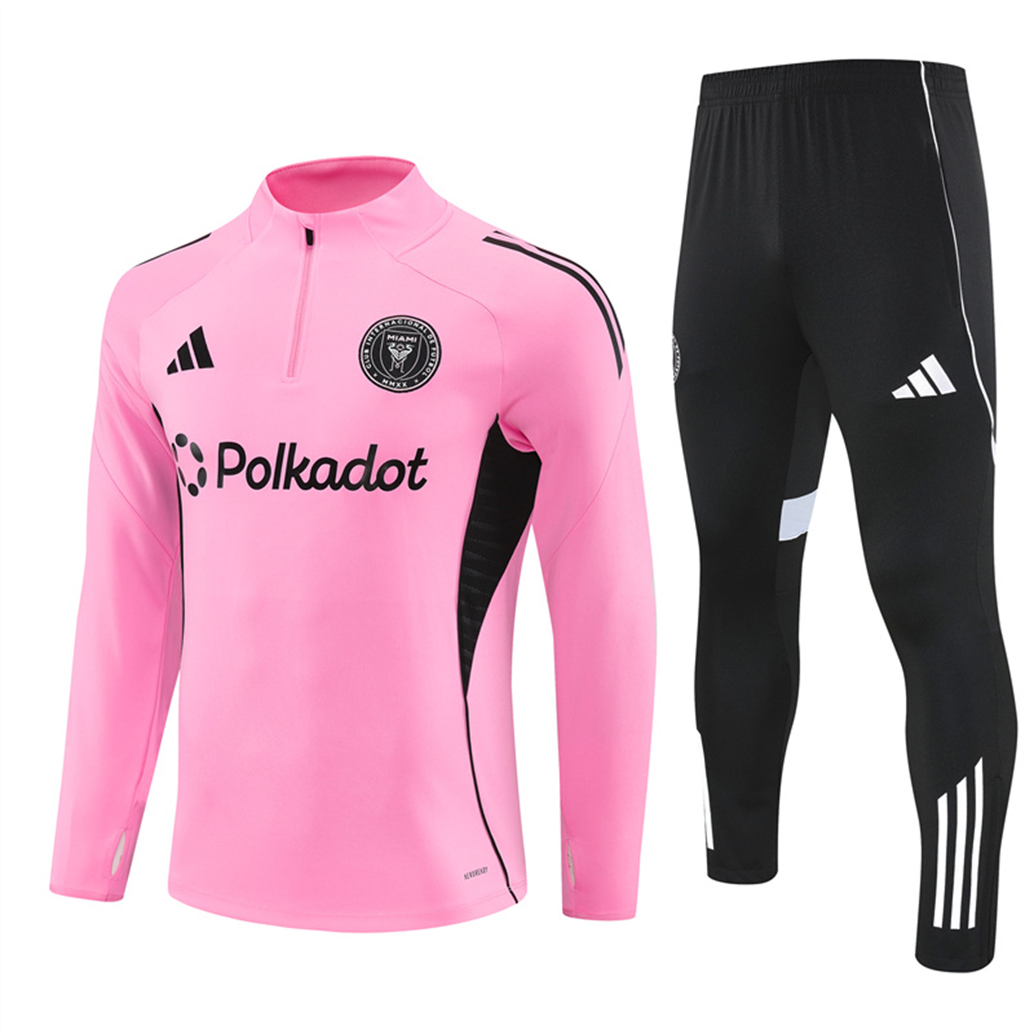 foot-INT M.A.M 25-26 Long Sleeves Training with Black Sponsors Set - Pink Top & Black Pants
