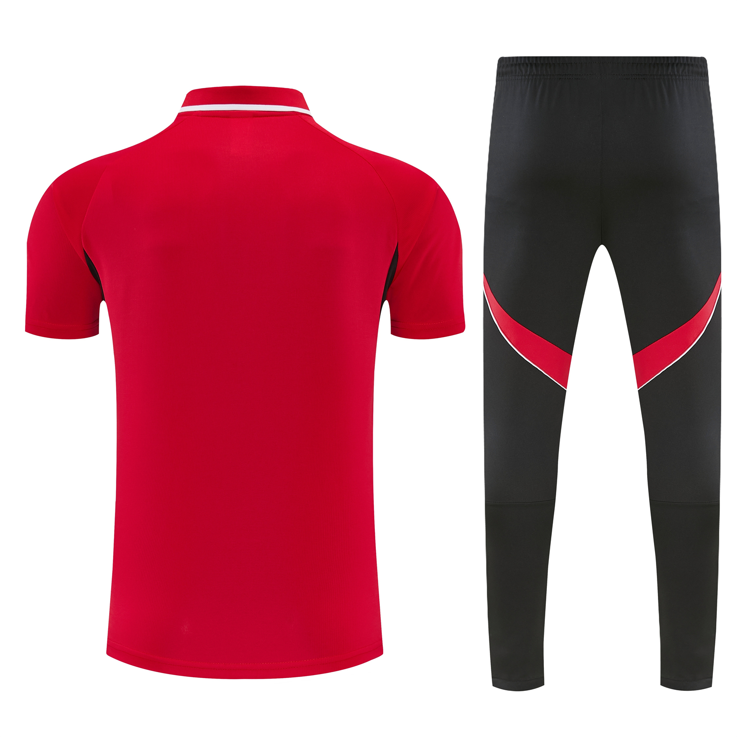 SIUjerseys-River Plate 25-26 POLO Short-Sleeve Training Set - Red Top and Black Pants