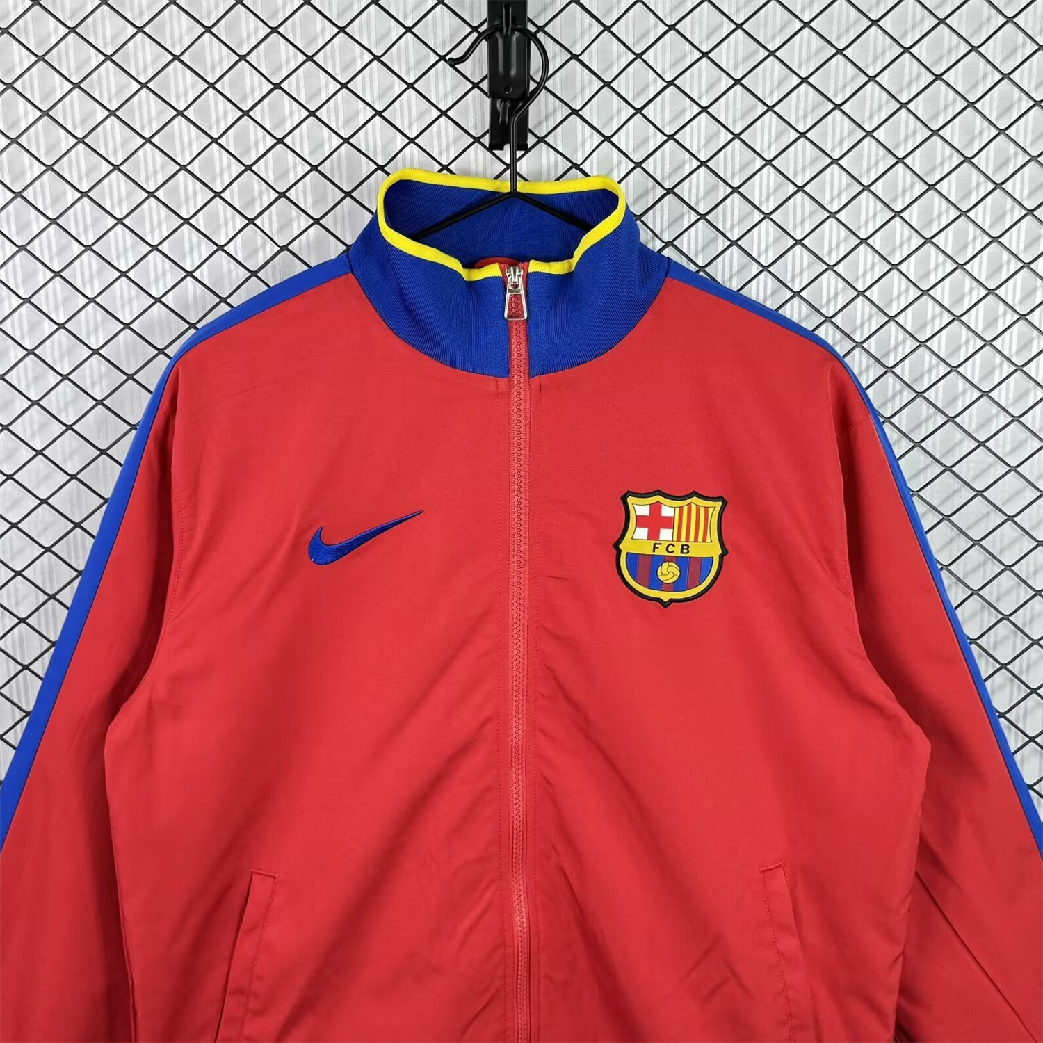 Unitedfootballkit.com | Retro Barcelona 2010-11 Windbreaker Jacket - Red -Customize Name, Number and Patch | Worldwide Shipping