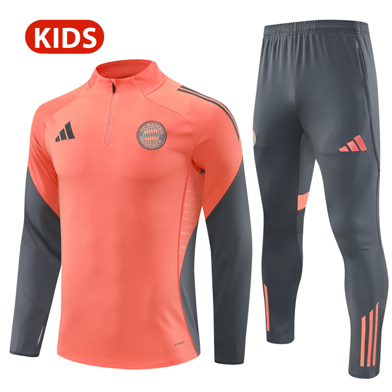 foot-Bayern Munich 25-26 Kid Long Sleeves Training Set - Orange Top & Gray Pants