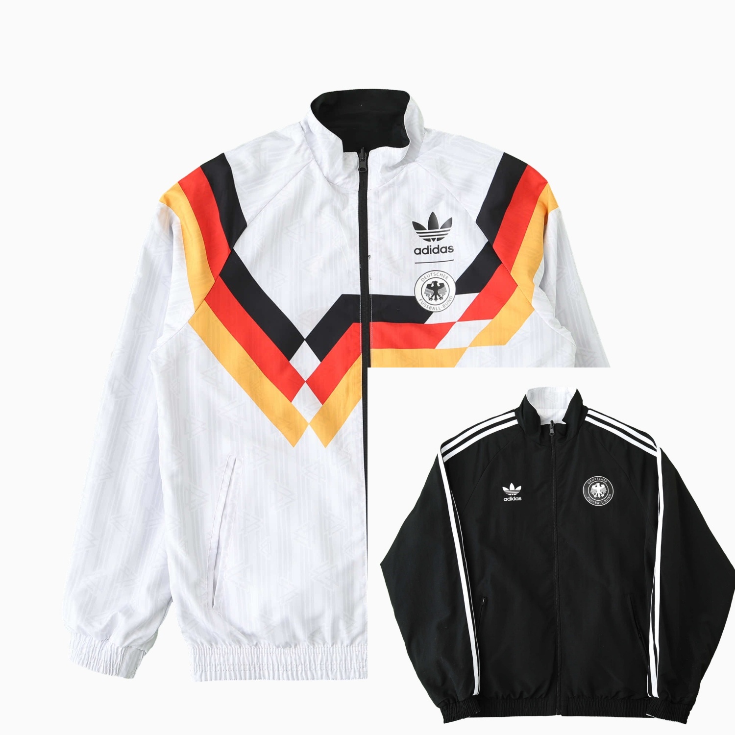 foot-Retro Germany 1990 Double Sided Reversible Windbreaker - White & Black