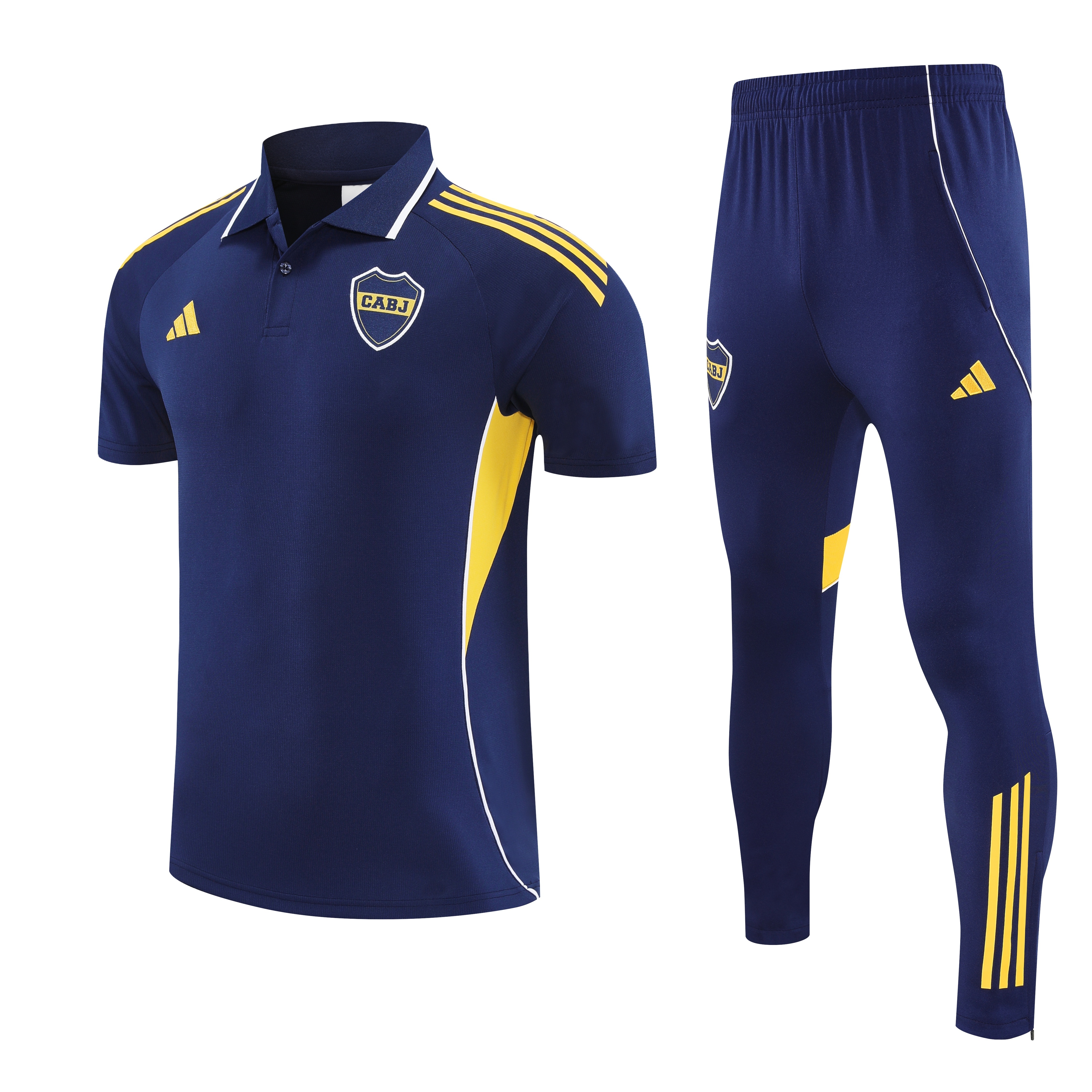 Unitedfootballkit.com | Boca Juniors 25-26 POLO Short-Sleeve Training Set - Dark Blue Top & Shorts -Customize Name, Number and Patch | Worldwide Shipping