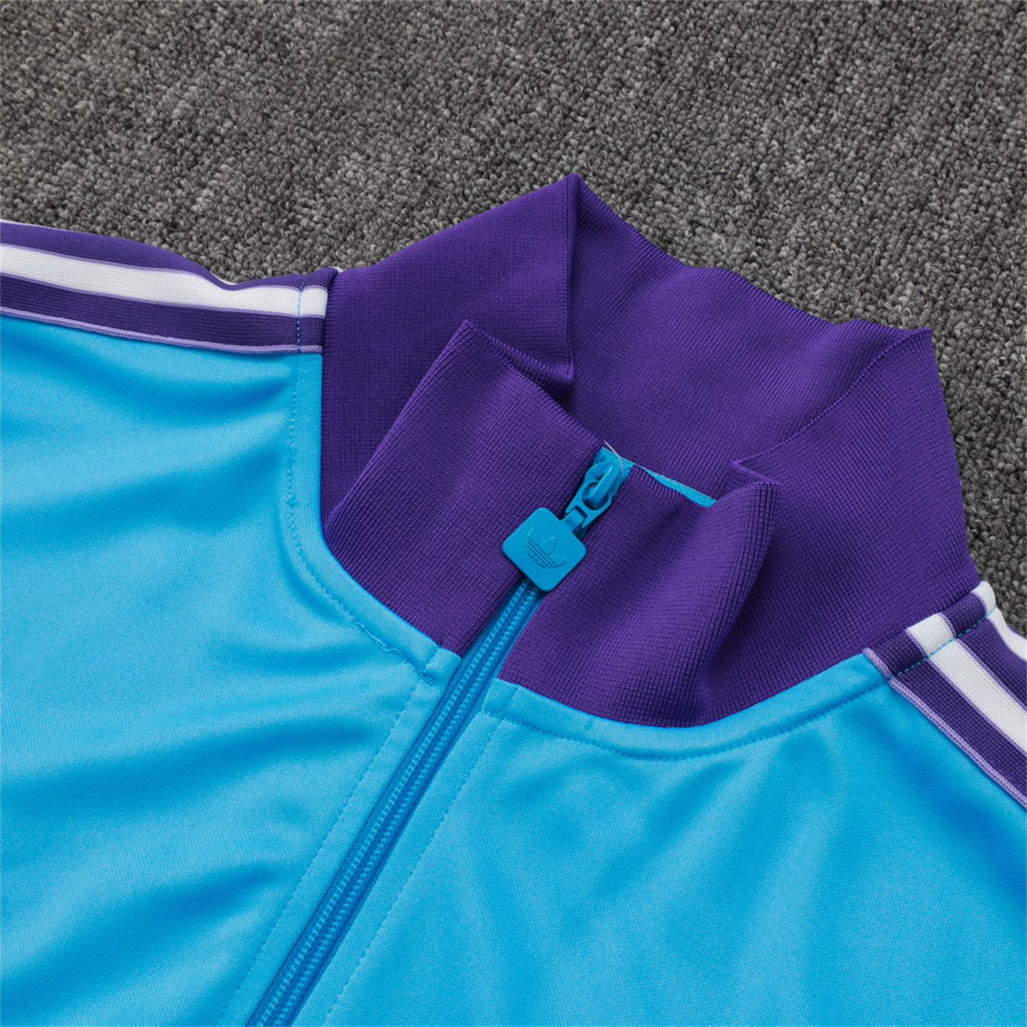 foot-Real Madrid 25-26 Throwback Trefoil Jacket Training Tracksuit - Blue Jackets & Purple Pants